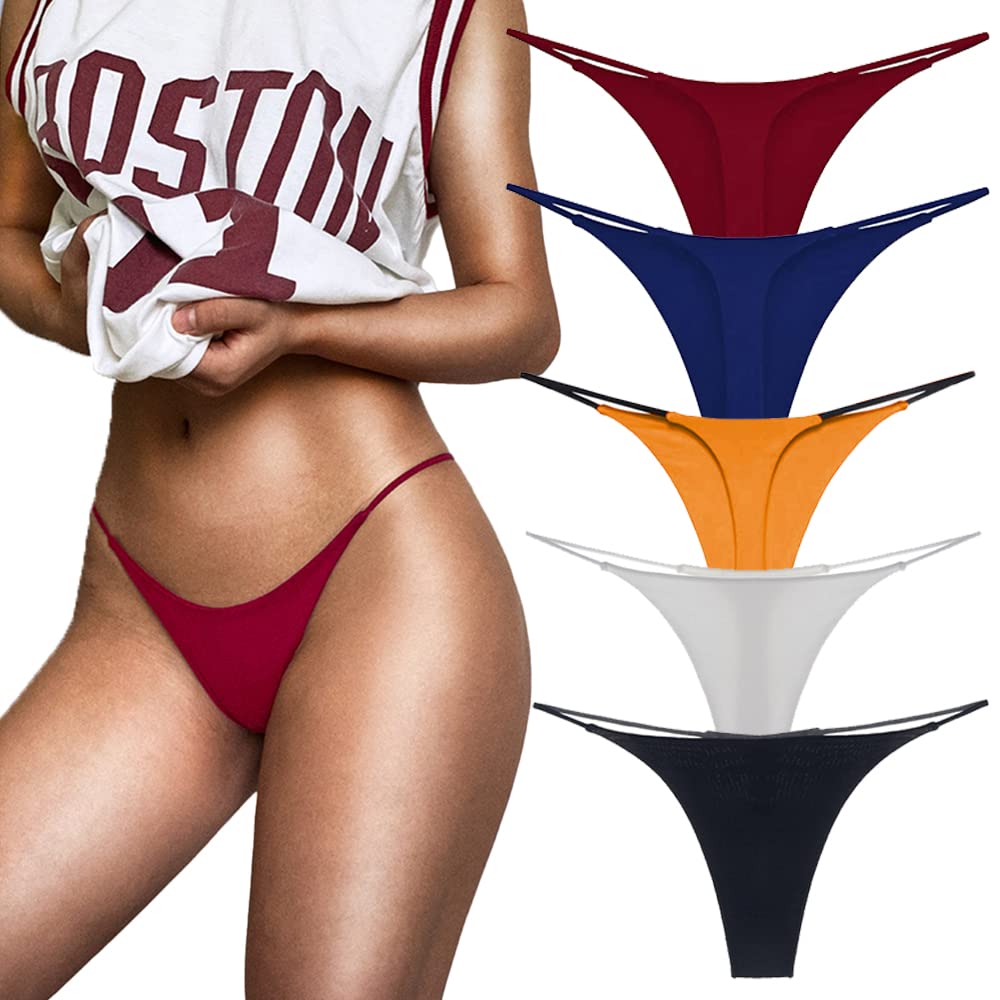 Sexy Women's Thong Underwear 5-Pack - Low Rise G-String Panties with T-Back Design for Everyday Comfort | Perfect Gift for Her | Ideal for Date Nights, Lingerie Sets & Special Occasions