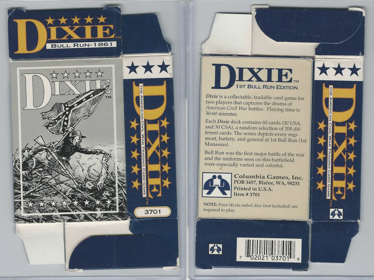 1994 Columbia Games Dixie Civil War Shiloh US Grant Empty Box - Vintage Board Game for Collectors & History Enthusiasts | Perfect for War Game Nights, Historical Displays & Collector's Shelves