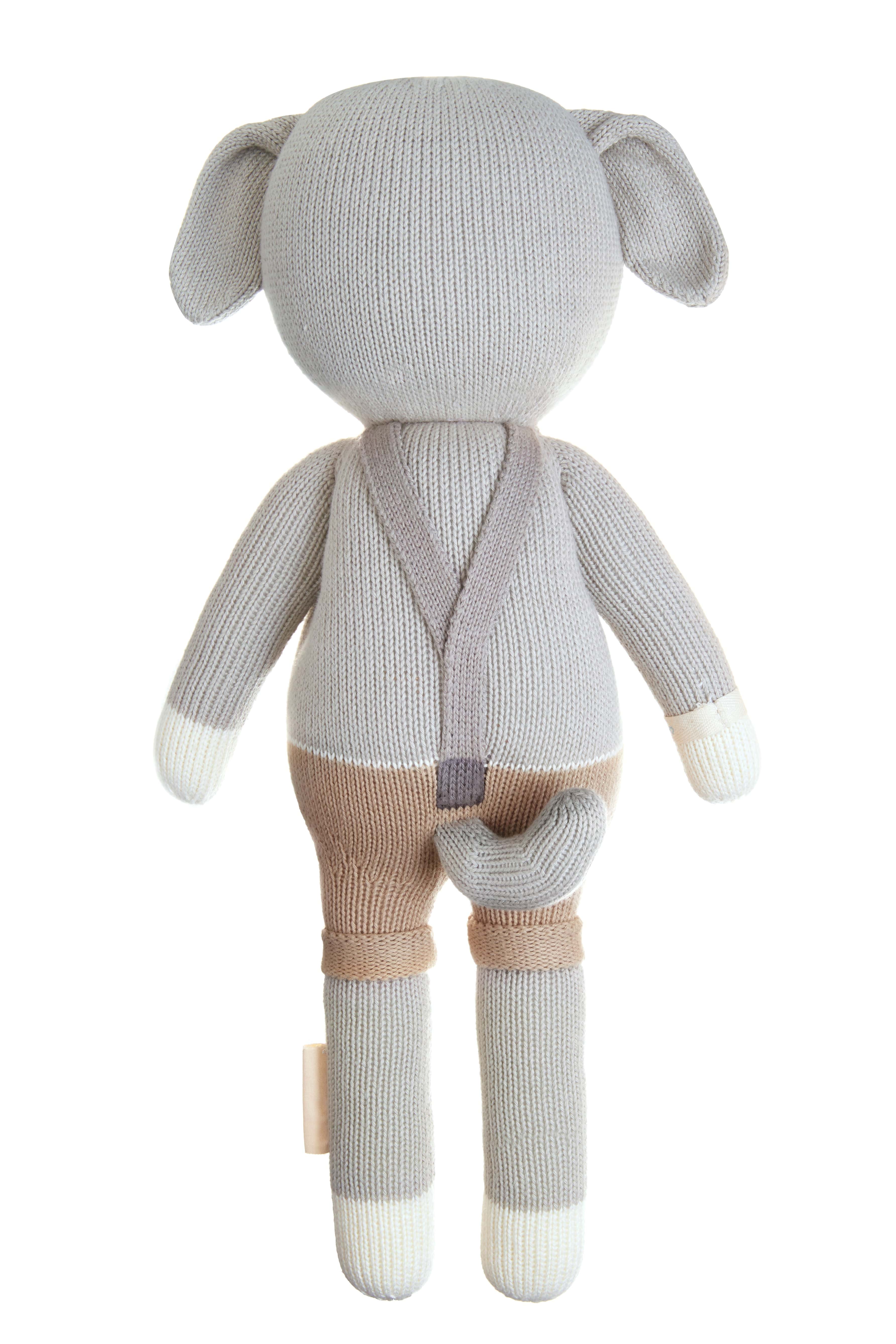 Cuddle+Kind Noah the Dog Plush Toy - Little Size, Hand-Knit Organic Cotton Stuffed Animal for Kids, Perfect Gift for Birthdays & Holidays | Soft, Huggable Companion for Bedtime & Playtime