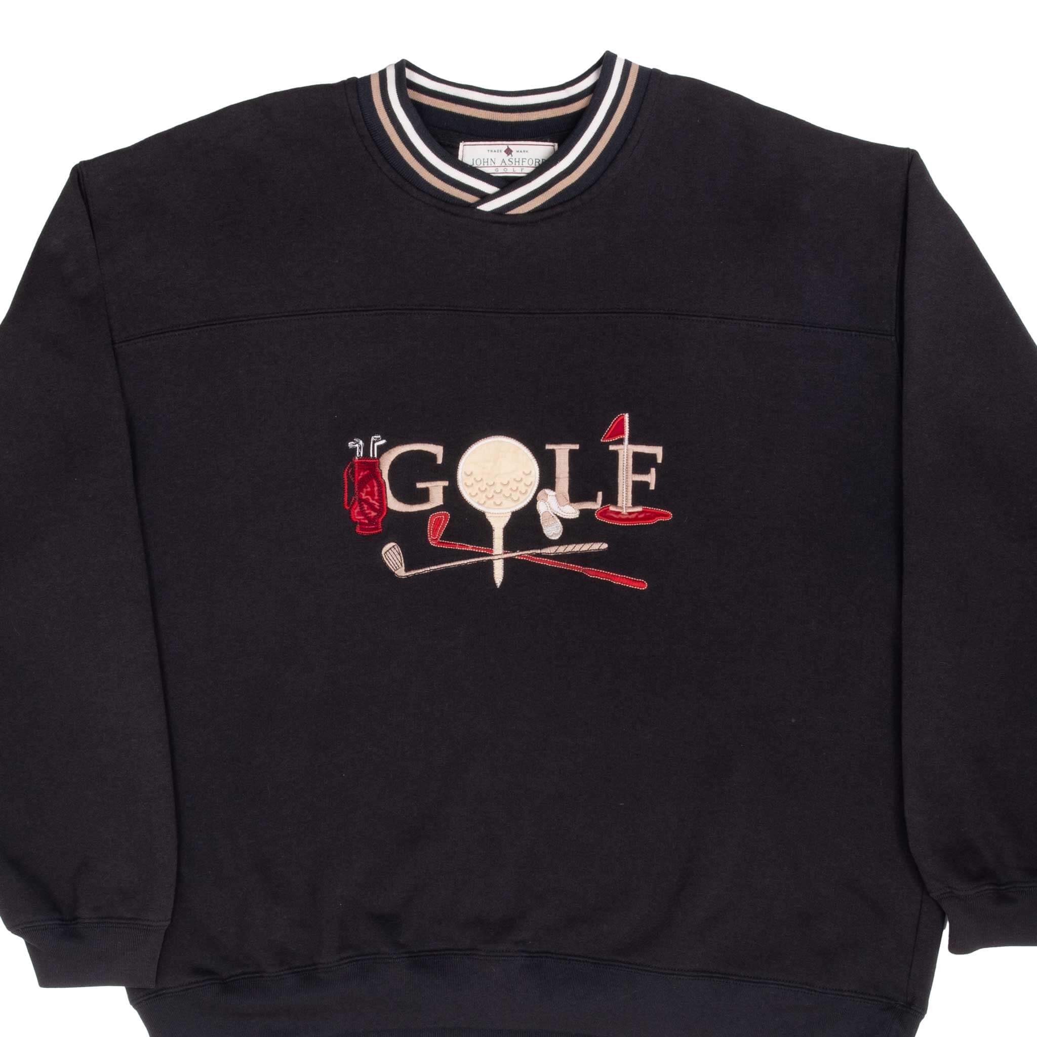 Vintage 1990s John Ashford Embroidered Golf Sweatshirt - XL Size - Perfect for Casual Wear, Golf Outings & Retro Fashion Enthusiasts
