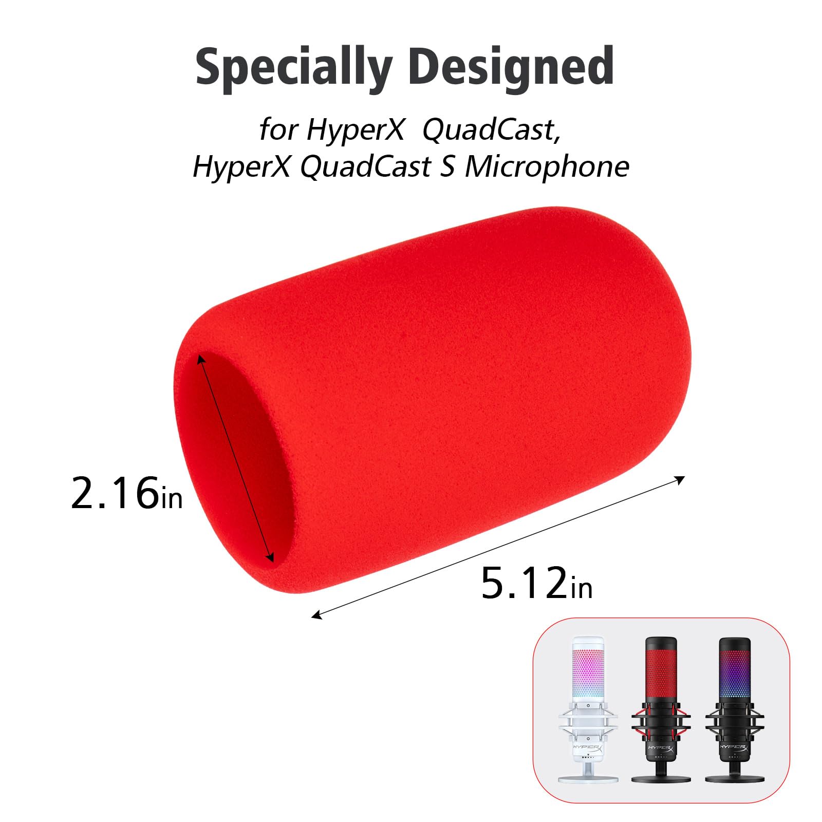 HyperX QuadCast Pop Filter - Red Microphone Windscreen & Noise Reduction Foam Cover for HyperX QuadCast S | Improves Sound Quality | Perfect for Streaming, Podcasting & Gaming