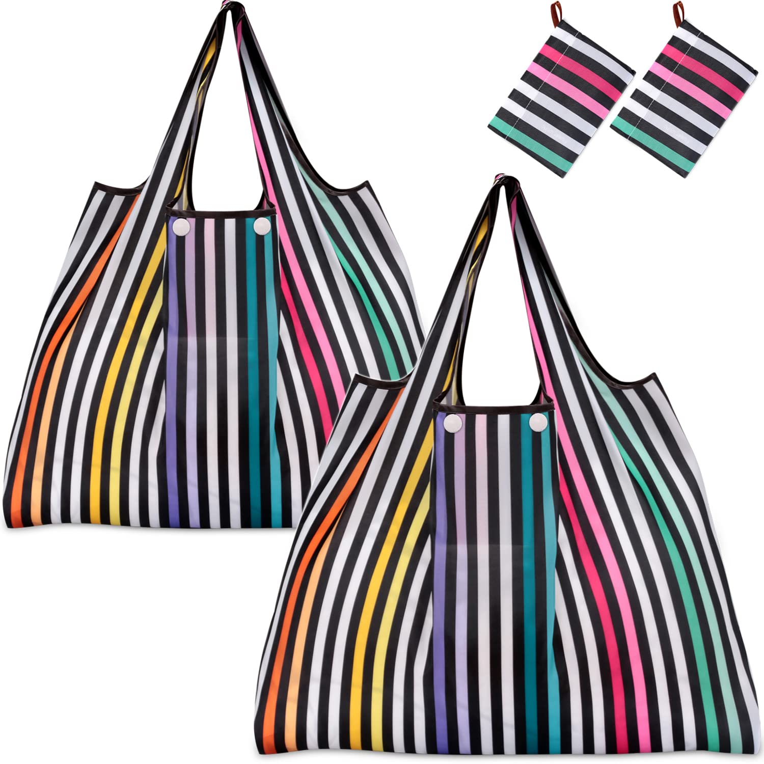 KINGMAS Reusable Grocery Bags - Eco-Friendly Foldable Tote Shopping Bags with Waterproof Nylon Material, Compact Pocket-Sized Design for Groceries, Travel & Beach Trips - Washable & Durable for Daily Use