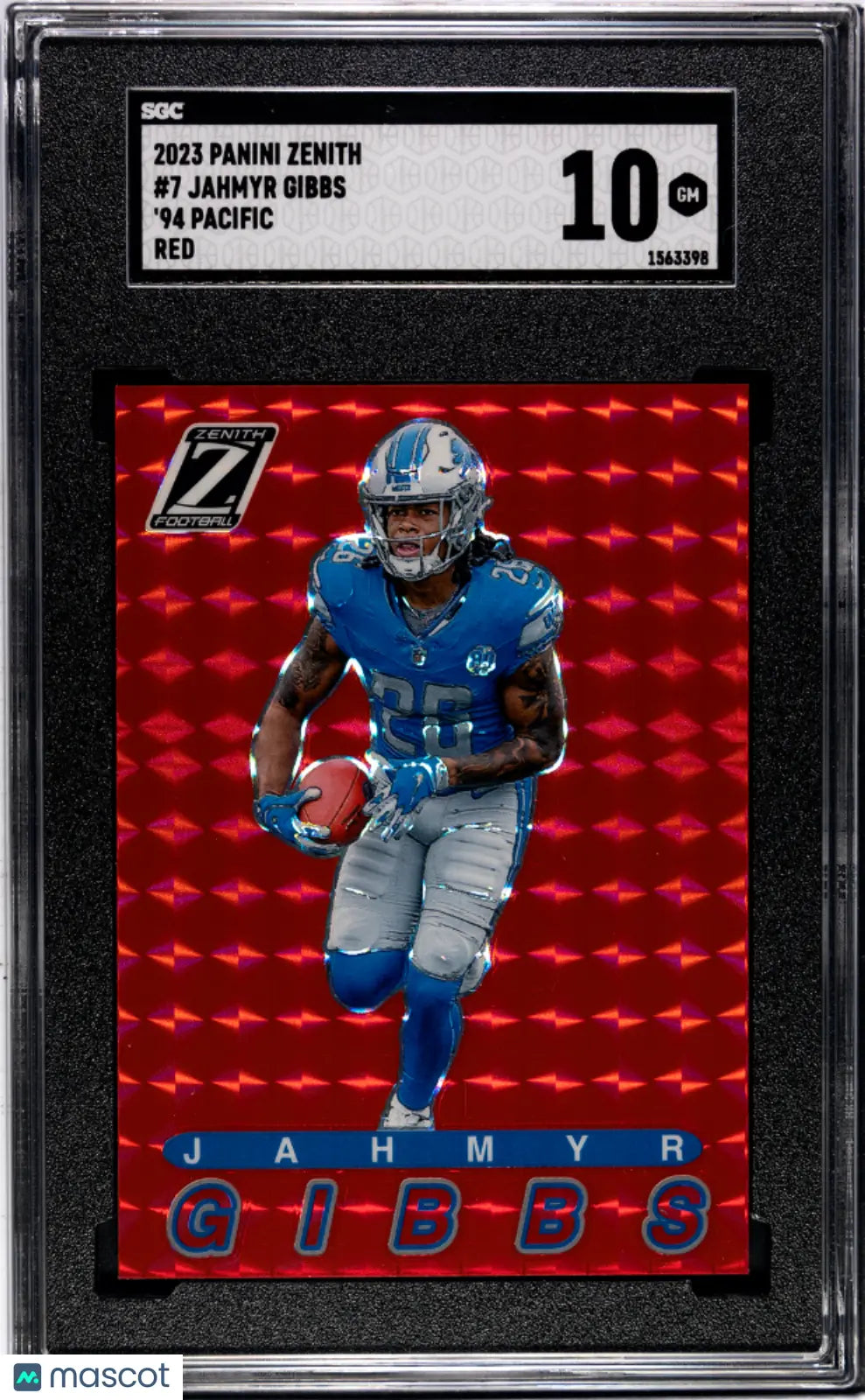2023 Panini Zenith Football Jahmyr Gibbs '94 Pacific Red SGC 10 Graded Rookie Card - Perfect for Collectors, Sports Memorabilia & Football Fans Display