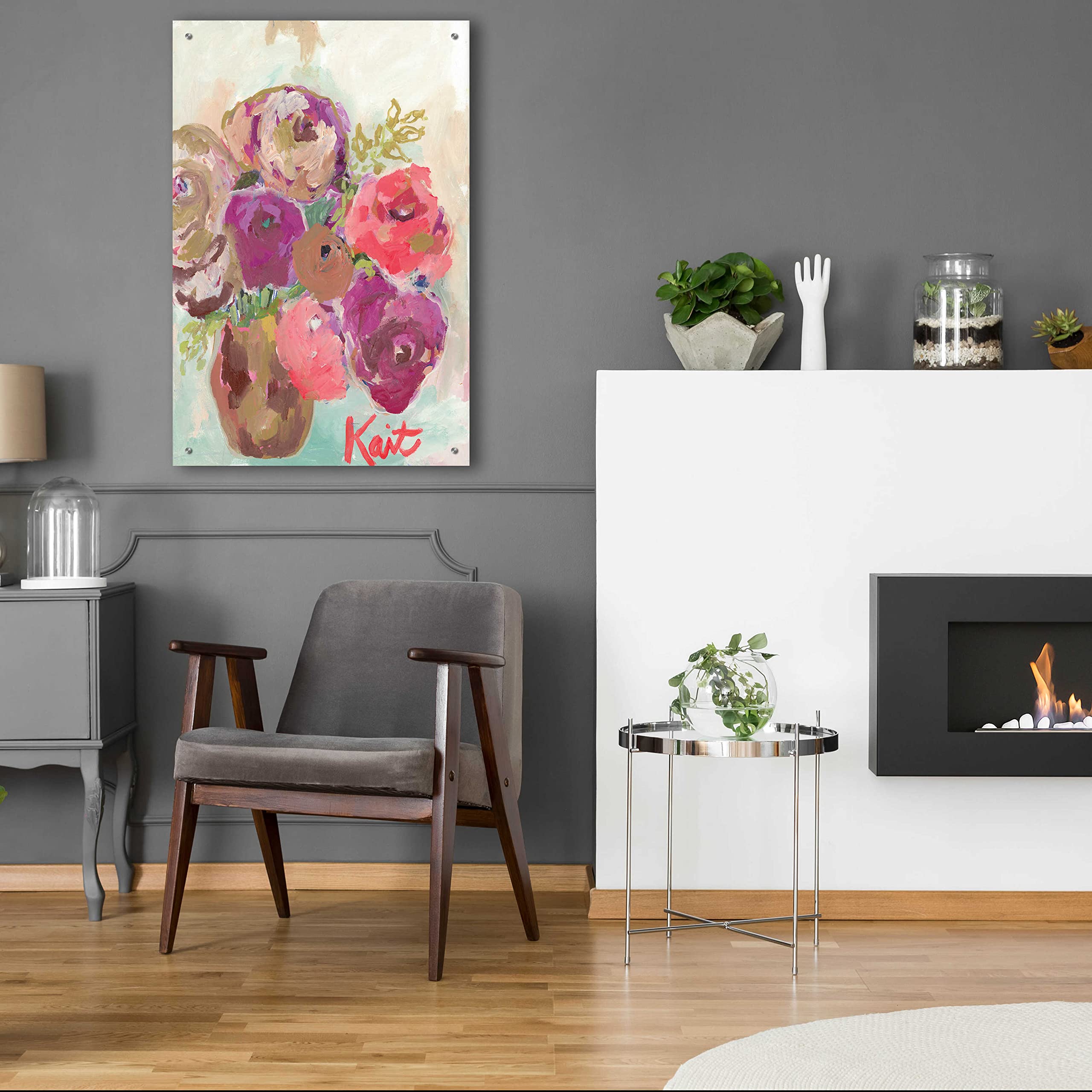 Heart Healing Flowers Acrylic Glass Wall Art by Kait Roberts - 24x36 Inches Modern Abstract Painting for Living Room, Bedroom & Office Decor