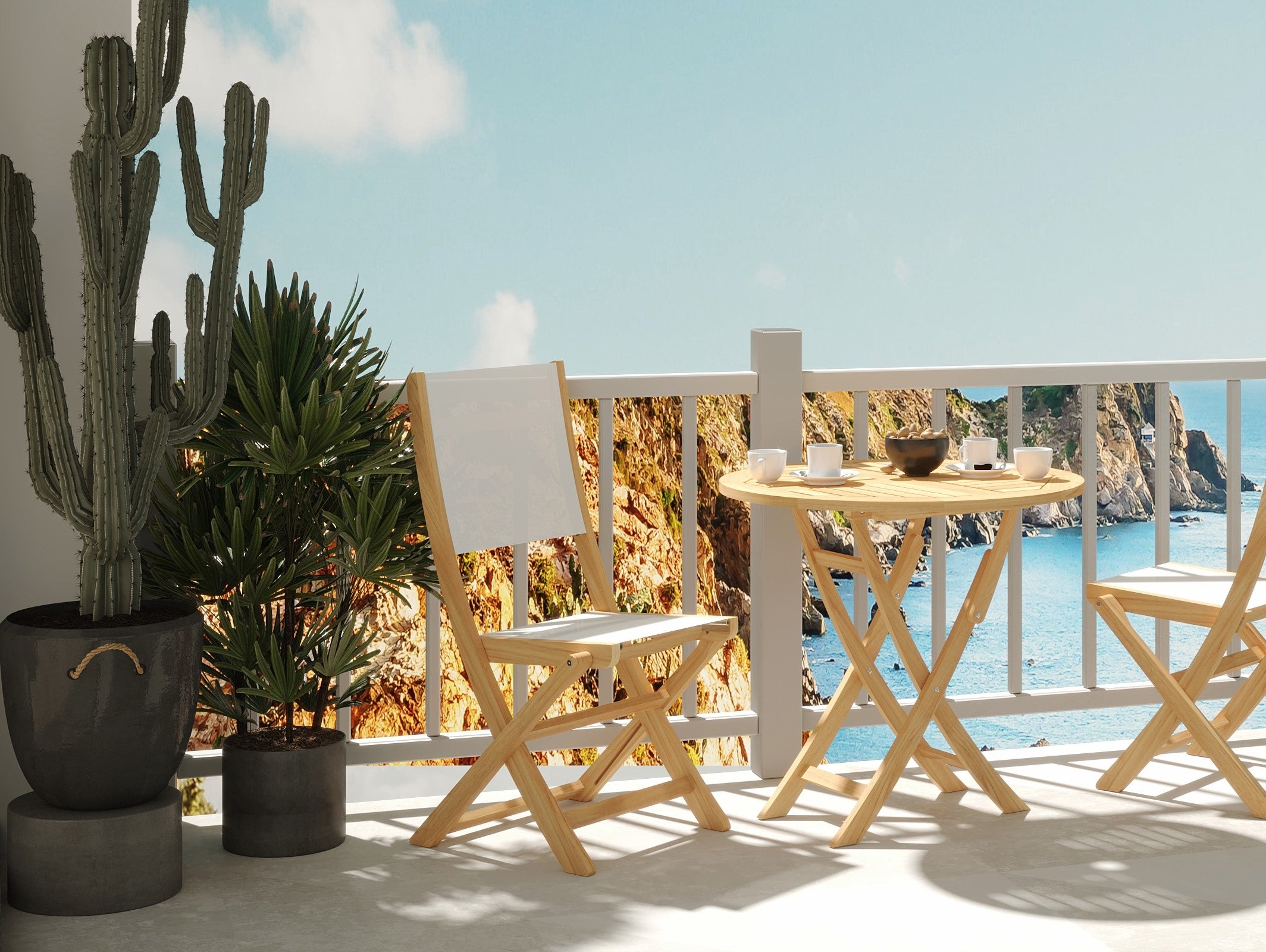 Premium White Teak Folding Chair for Outdoor Dining - Weather-Resistant & Space-Saving Patio Furniture for Garden, Poolside, and Backyard Entertaining