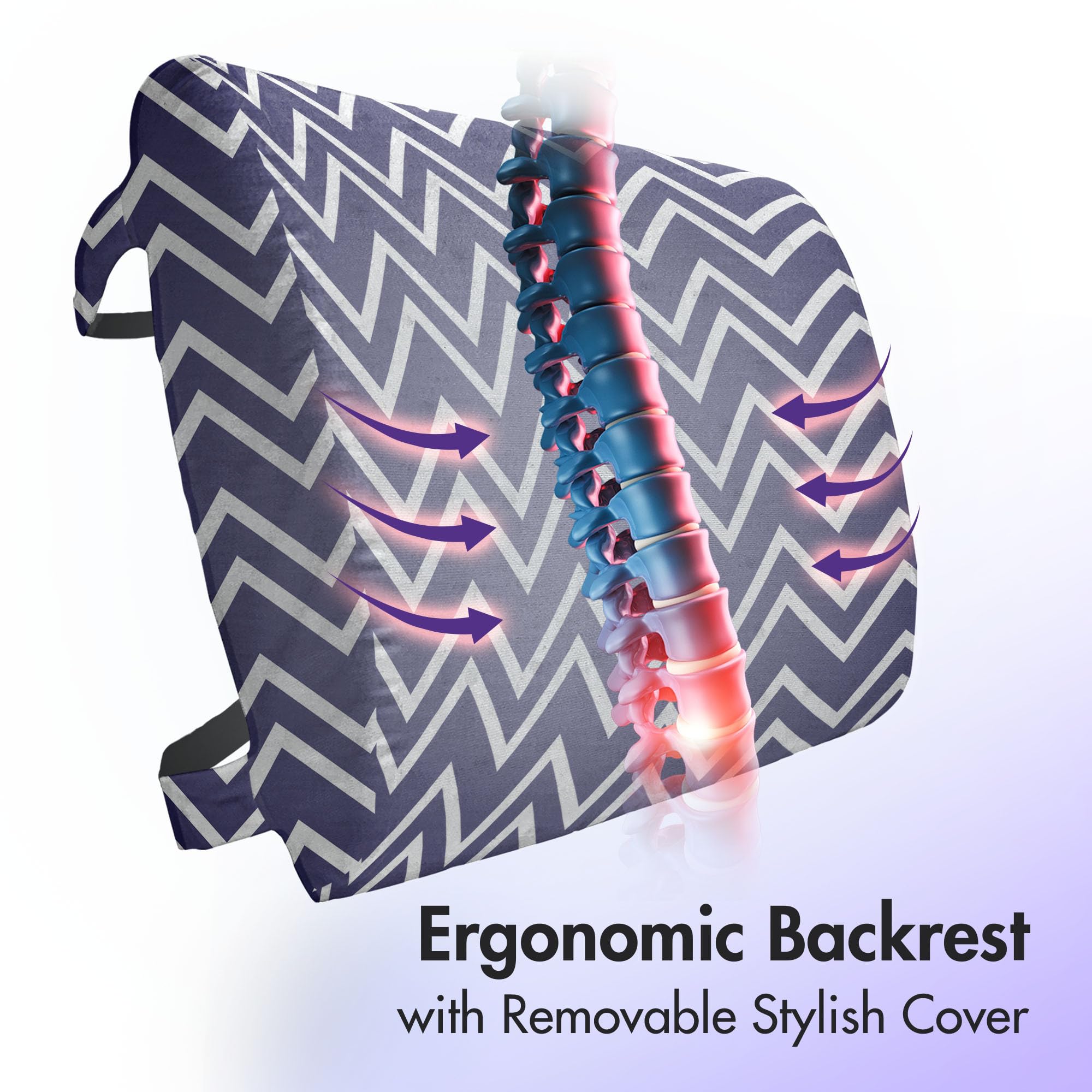 Ambesonne Nautical Lumbar Support Pillow - Indigo & White Zig Zag Pattern, High Density Foam for Office Chair & Car Seat (14