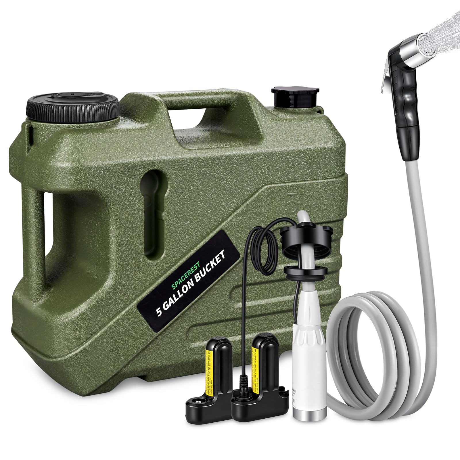 5-Gallon Portable Camping Shower with Food Grade Bucket - Rechargeable Electric Outdoor Shower Pump for Pet Bath, Car Cleaning & Fruit Washing | Perfect for RV Trips, Beach Days & Emergency Preparedness
