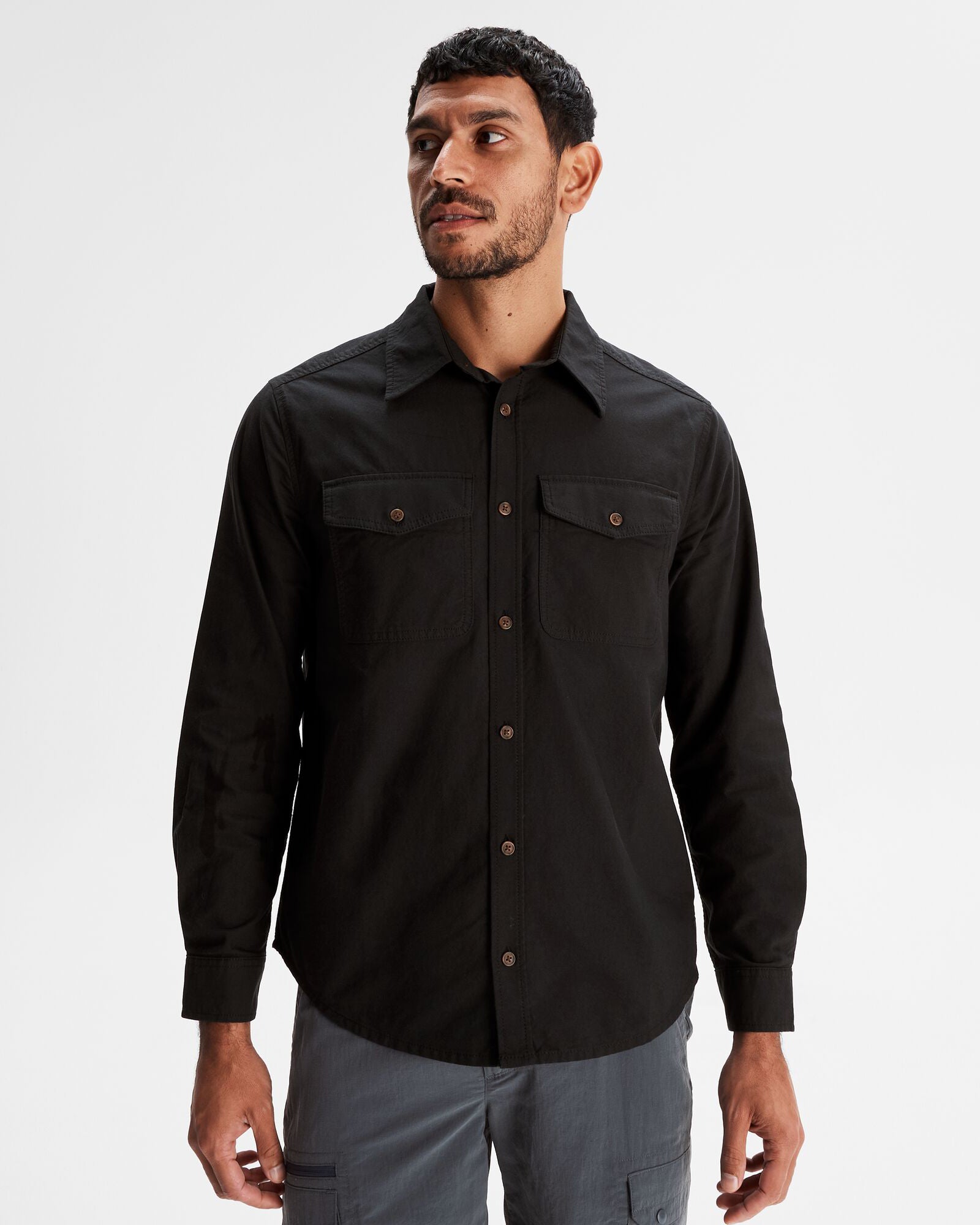 Vander HT Men's Long Sleeve Casual Shirt - Soft Cotton Button Down Shirt for Business & Office Wear - Black