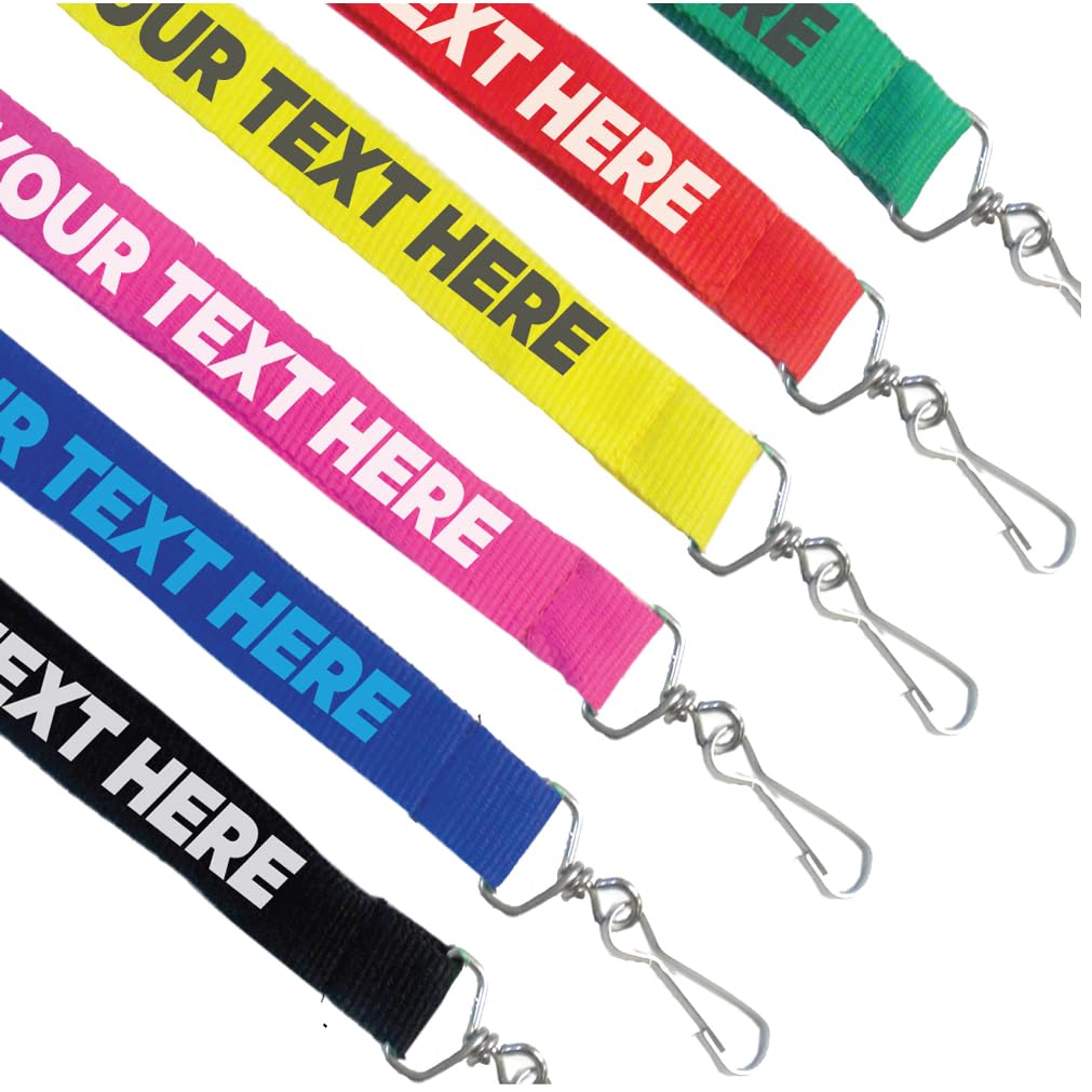 Custom Printed Lanyards USA - Heavy Duty Nylon School Lanyards with Personalized Name/Logo (Red, Bulldog Clip, 200 Pack) - Perfect for School Events, ID Badges & Corporate Promotions