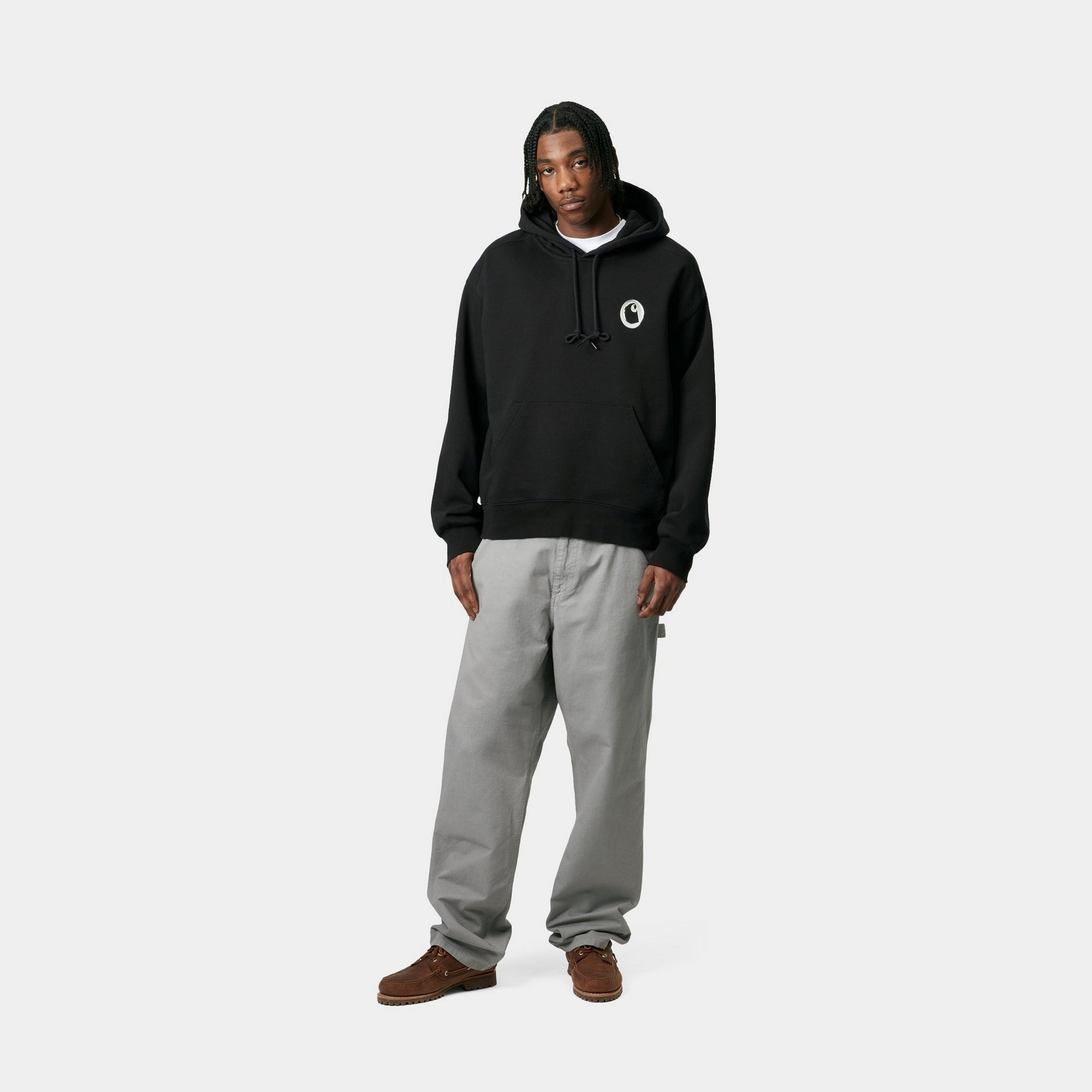 Charm Link Hooded Sweatshirt - Black & Silver Stone Washed | Cozy Pullover for Women | Perfect for Casual Outfits, Layering & Streetwear Fashion