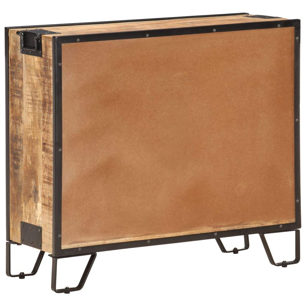 Industrial Wooden Storage Cabinet - Solid Mango Wood Sideboard Buffet for Kitchen, Dining & Living Room - 31.5x12.2x28 Inches - Perfect for Home Organization & Rustic Decor