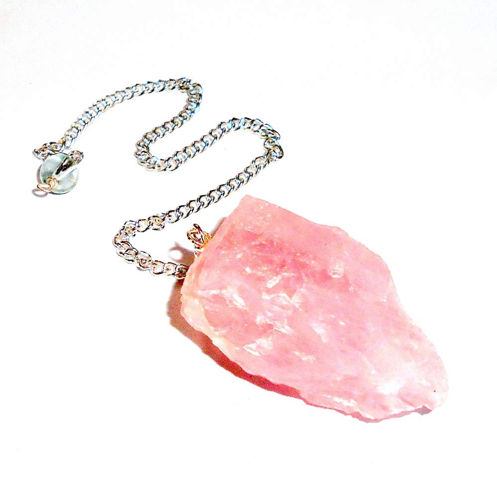 Earthegy Natural Raw Rose Quartz Gemstone Pendulum for Divination, Dowsing & Energy Healing | Spiritual Healing Tool for Meditation & Chakra Balancing