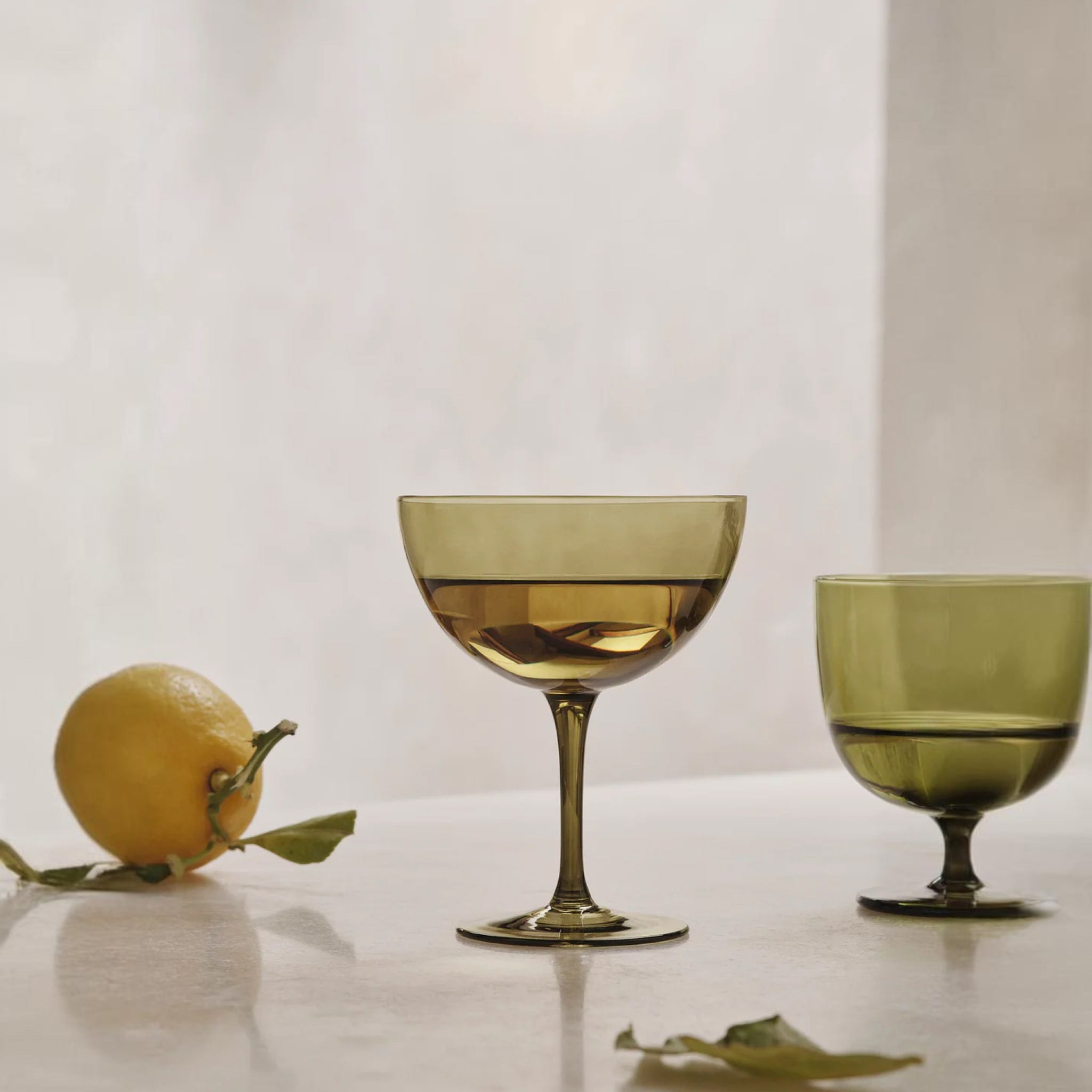 FERM LIVING Host Cocktail Glasses Set of 2 - Moss Green Barware for Entertaining, Dinner Parties & Home Decor