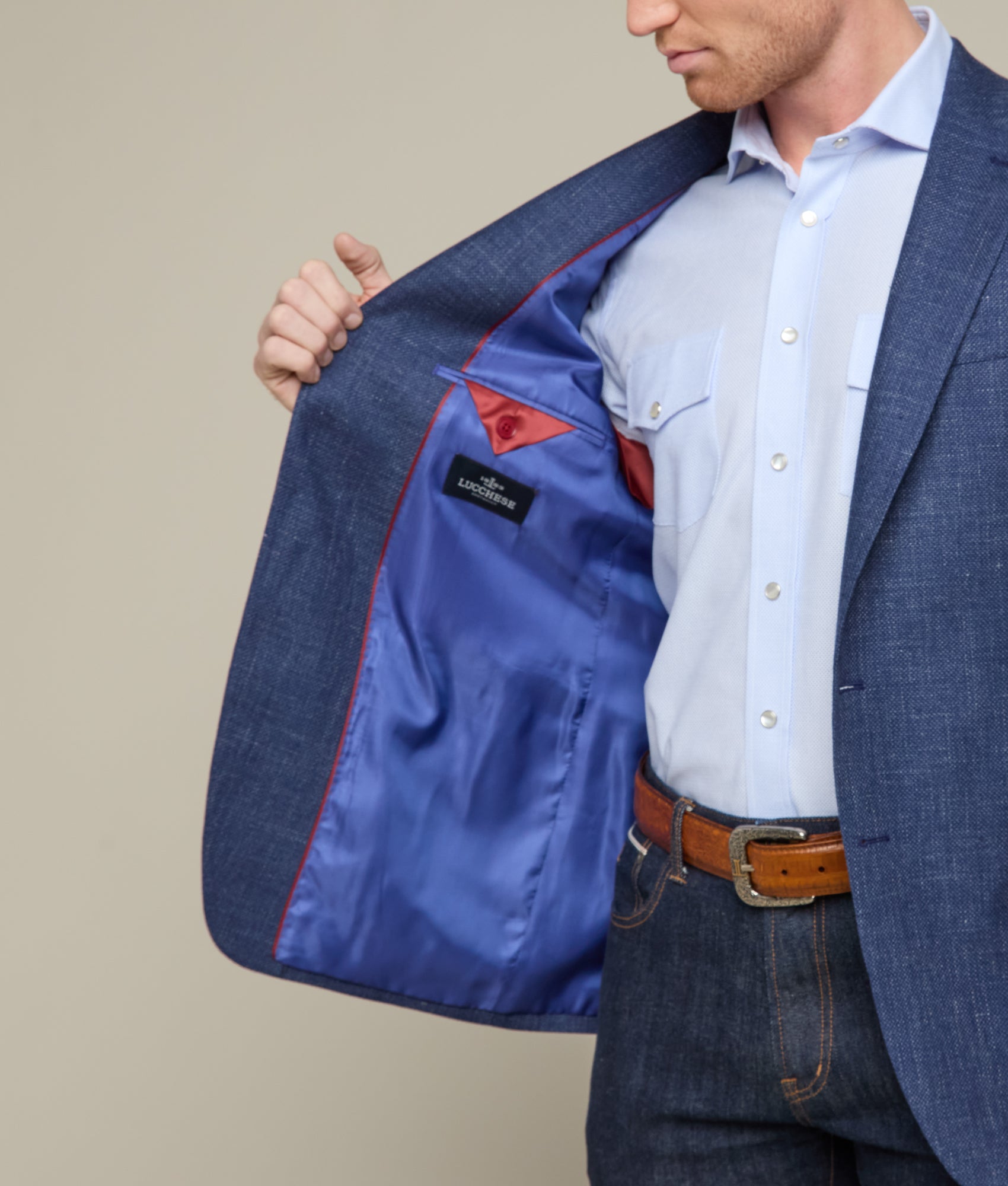 Lucchese Men's Navy Sport Coat - Premium Wool Blazer for Business, Office & Formal Events | Classic Fit & Stylish Design for Professional & Special Occasions
