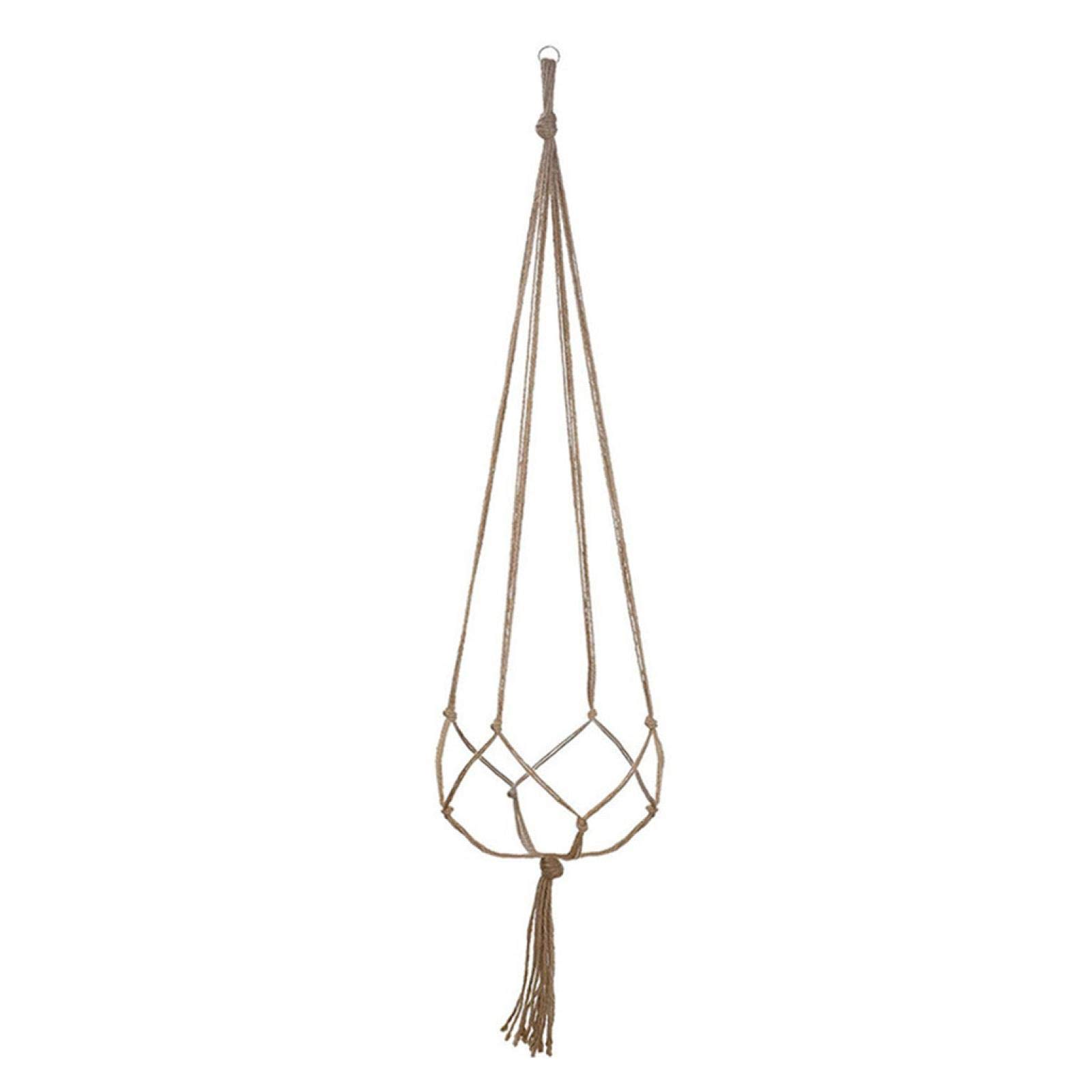 Handwoven Jute Rope Hanging Flower Basket - Natural Plant Pot Holder for Indoor/Outdoor Decor (1 Piece) - Perfect for Balcony, Garden, or Home Decoration