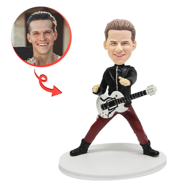 Custom Rockstar Guitarist Bobblehead - Personalized Music Lover Gift for Musicians & Fans - Perfect for Office Desk, Music Studio, or Band Merchandise Collection