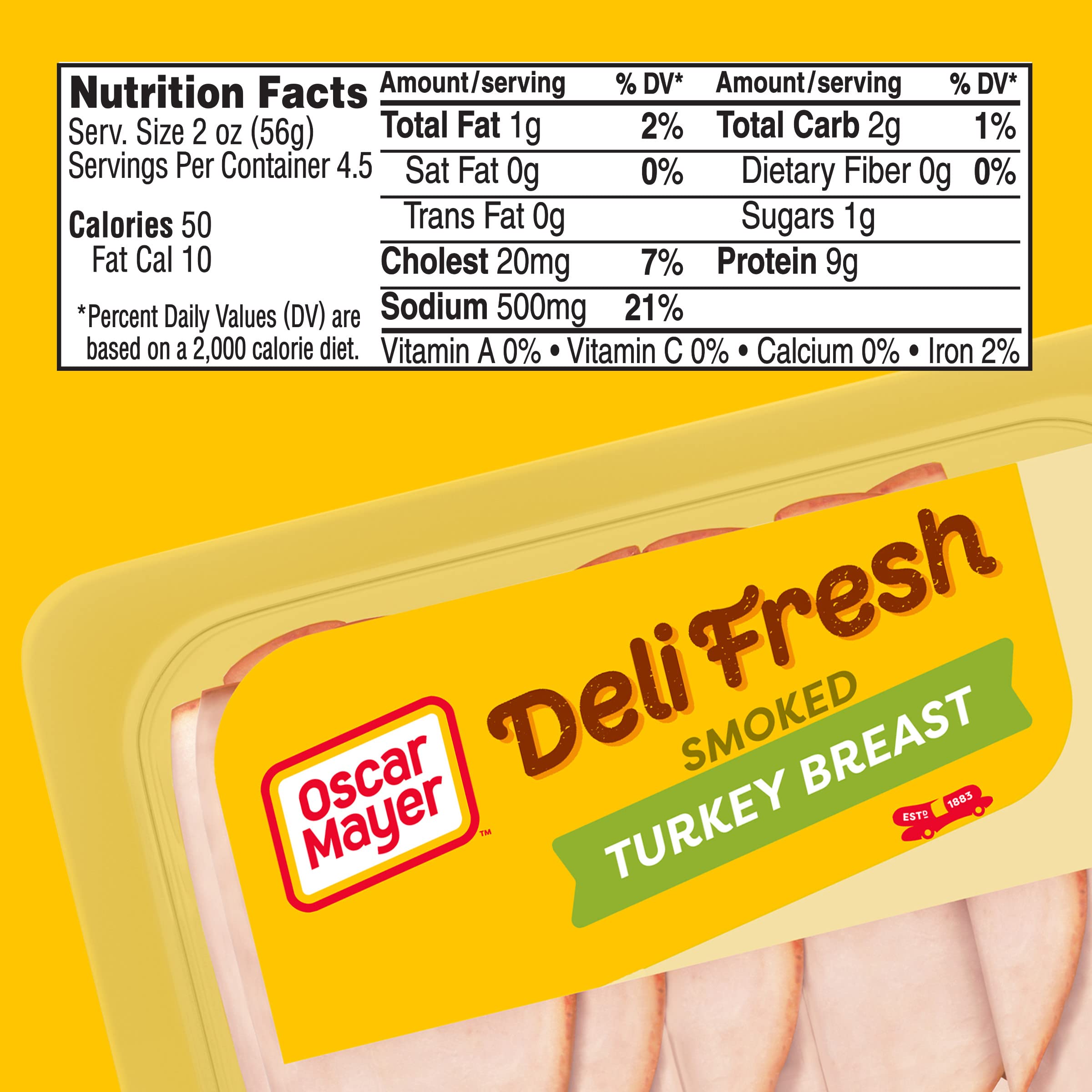 Oscar Mayer Deli Fresh Smoked Turkey Breast Sliced - 9 Oz Pre-Sliced Lunch Meat for Sandwiches, Wraps & Charcuterie Boards | Perfect for Picnics, School Lunches & Quick Meals