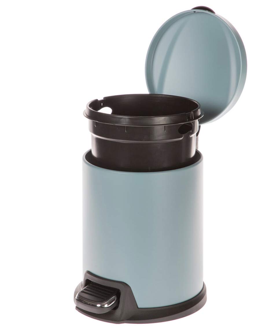 5L Stainless Steel Round Pedal Trash Can - Blue | Home & Office Waste Bin for Kitchen, Bathroom, Living Room | Durable & Odor-Proof Garbage Container