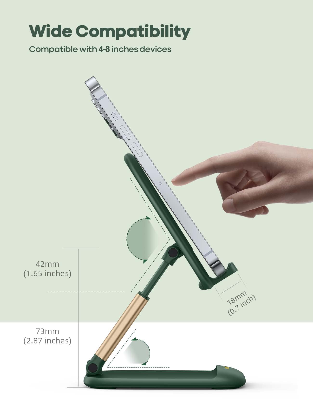 Lamicall Adjustable Cell Phone Stand - Green Desk Phone Holder for iPhone & Smartphones, Office & Home Desk Accessories, Perfect for Video Calls, Watching Movies & Hands-Free Use