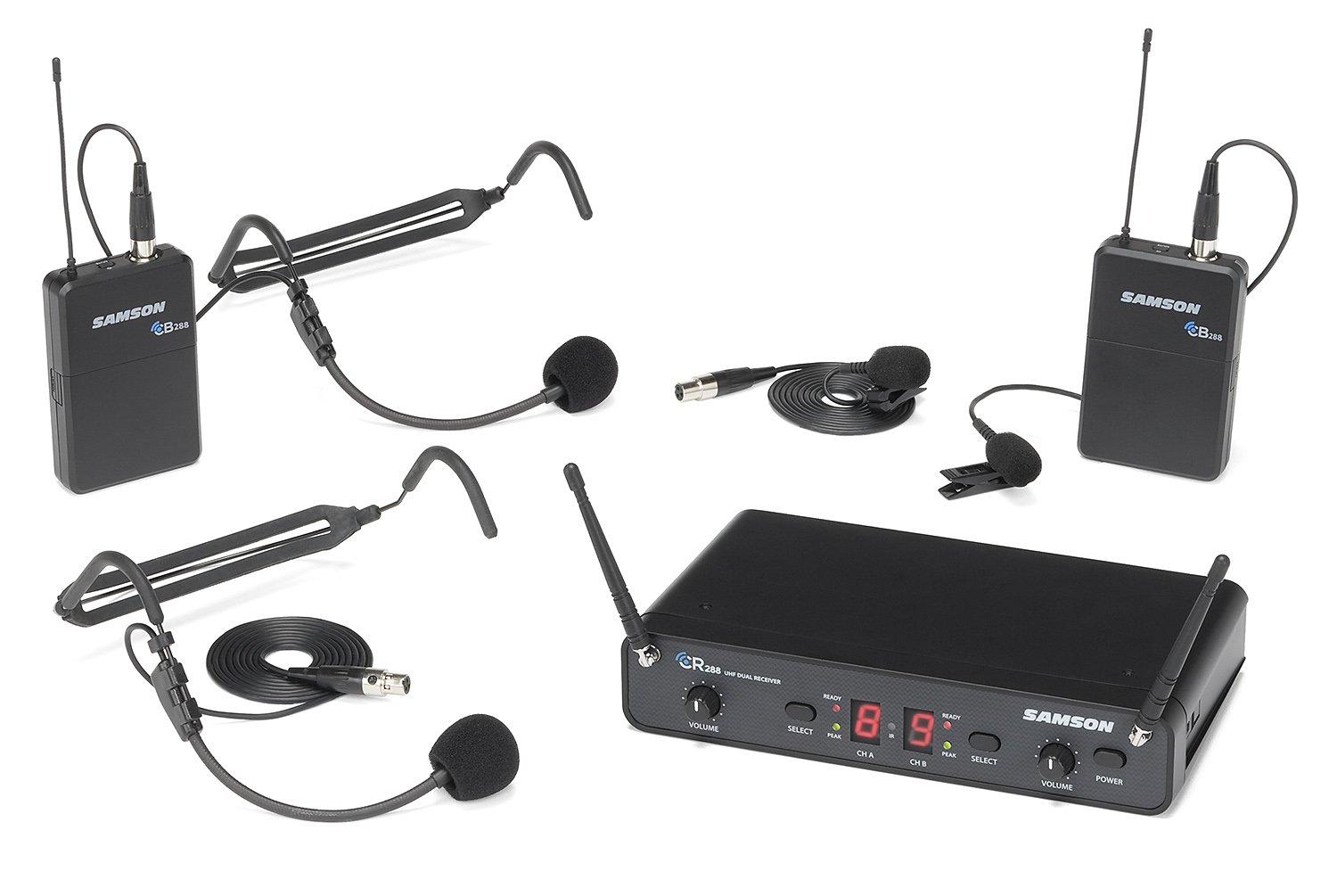 Samson Concert 288 Dual-Channel Wireless Microphone System - Professional Portable UHF Wireless Mic for Presentations, Public Speaking & Events (Ideal for Classrooms, Churches & Business Meetings)