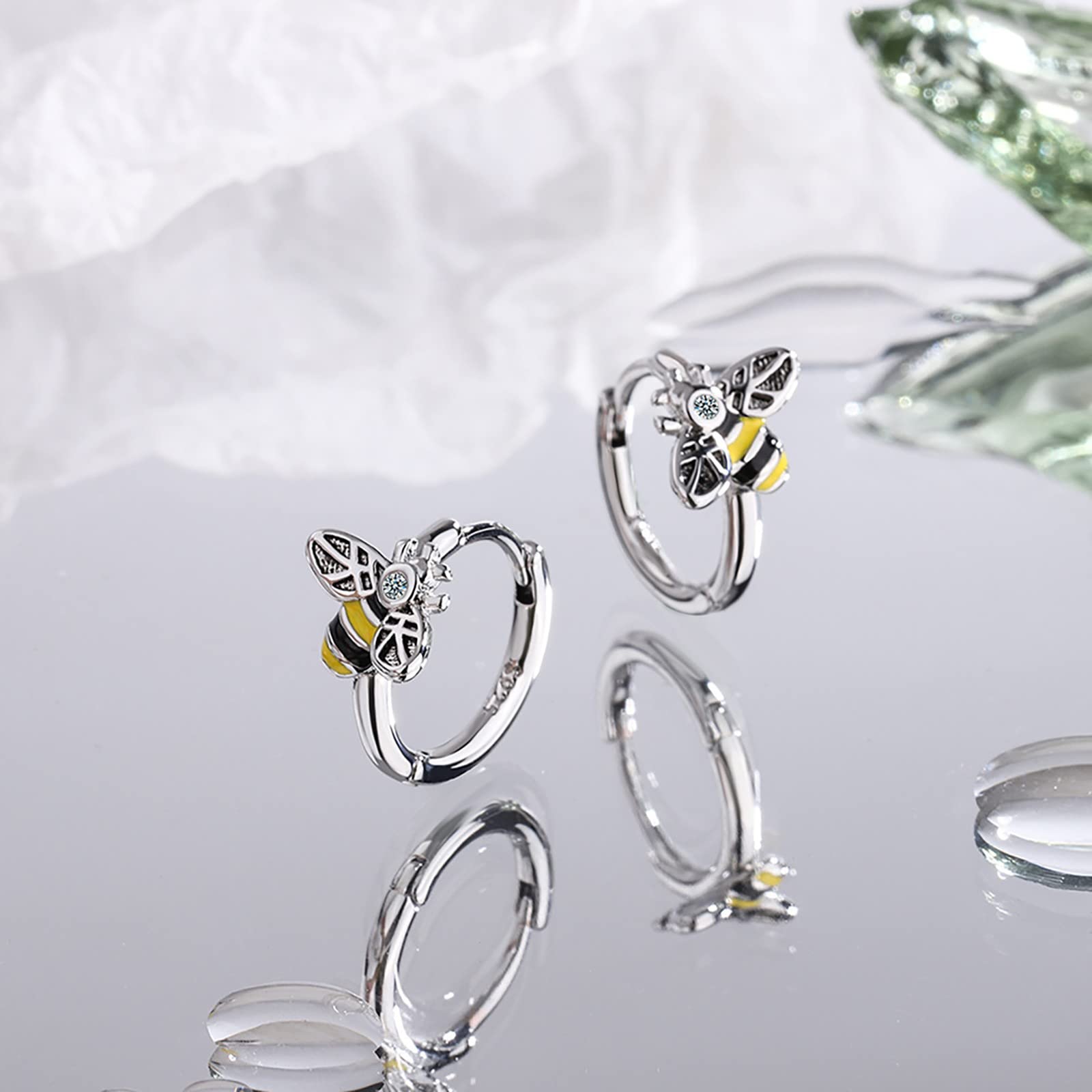 Dainty Bee Stud Earrings - Small Diamond & Animal Earrings with Glue Buckle - Sweet & Simple Multicolor Earring Pack for Women - Perfect for Everyday Wear, Parties & Gifts