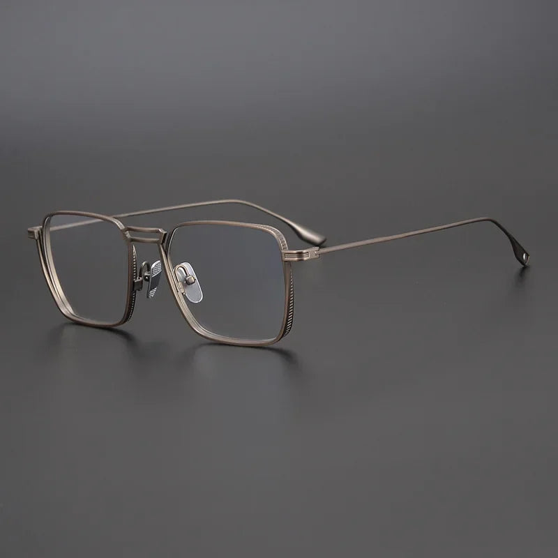 Aror Men's Full Rim Square Double Bridge Titanium Eyeglasses 49125 - Lightweight Durable Frame for Work, Reading & Driving - Premium Titanium Glasses for Men