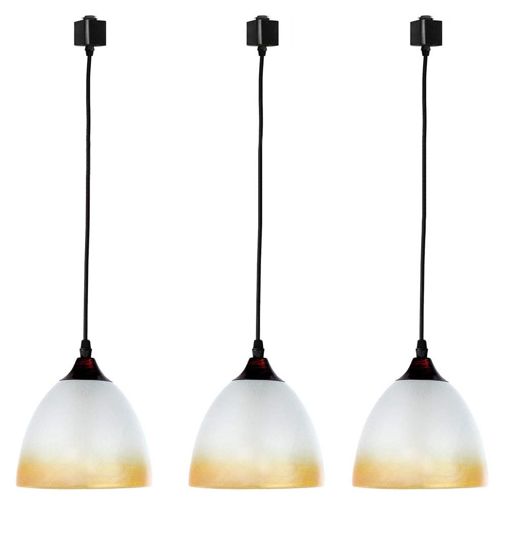 Kiven 3-Pack H-Type Dimmable Track Light Fixtures with Bowl Glass Shade - Modern Pendant Lighting for Kitchen, Living Room, and Retail Stores