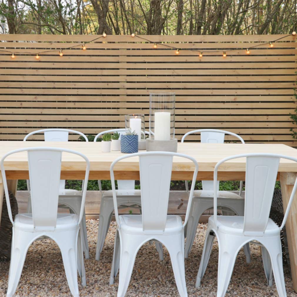 FDW Set of 4 Metal Dining Chairs - 18 Inch Stackable Indoor/Outdoor Chairs for Patio, Kitchen & Restaurant Use - Durable Tolix Style Bar Side Chairs for Home & Commercial Settings