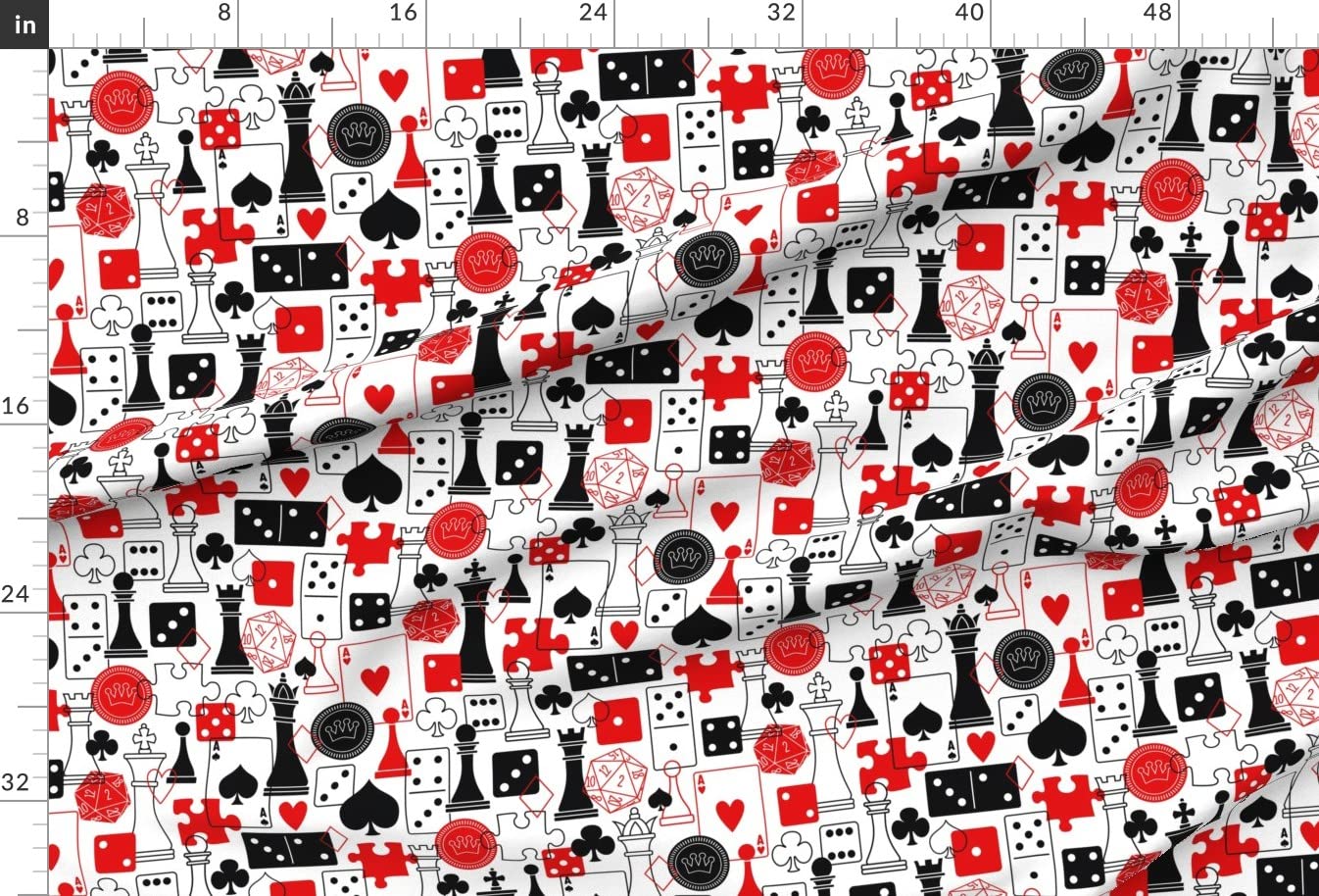 Chess Dice Puzzles Games Printed Minky Fabric by The Yard - Soft Plush Material for Sewing Baby Blankets, Quilt Backing & DIY Crafts - Perfect for Geeky Home Decor, Gamer Gifts & Nursery Projects