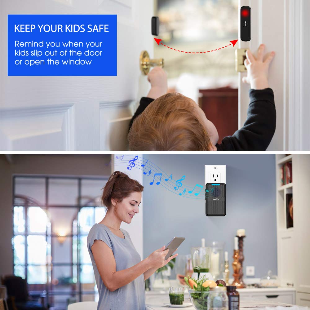 Wireless Door Chime Sensor (Sensor Only) - Compatible with STECHRO Door Chime Receiver | Easy DIY Installation for Home Security & Smart Alerts | Perfect for Apartments, Offices & Smart Home Systems