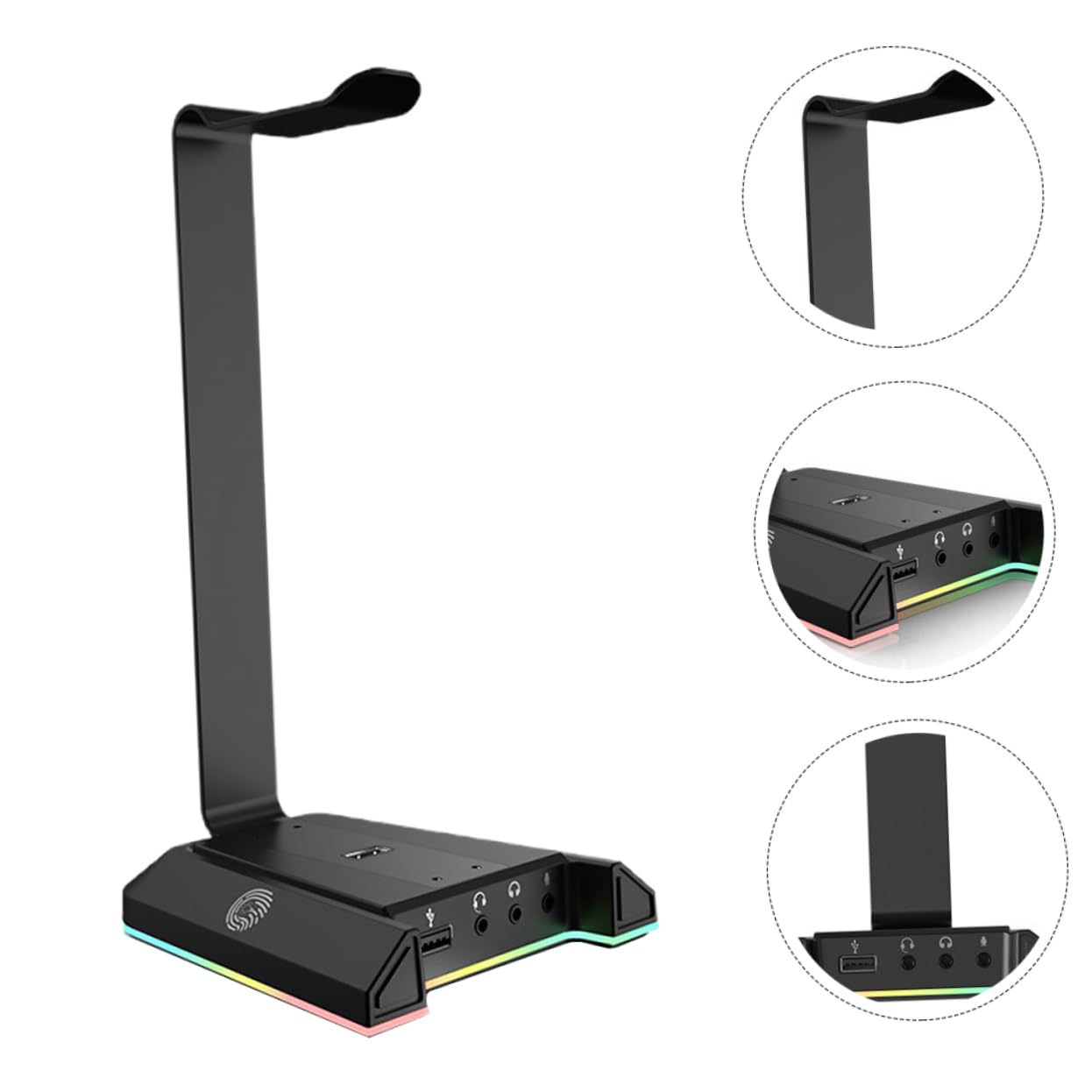 RGB Gaming Headset Stand with Hanger Hook - Universal Desktop Headphone Holder for Computer, PC, PS4, PS5 - Durable ABS Earphone Stand for Office, Gaming Setup & Home Use