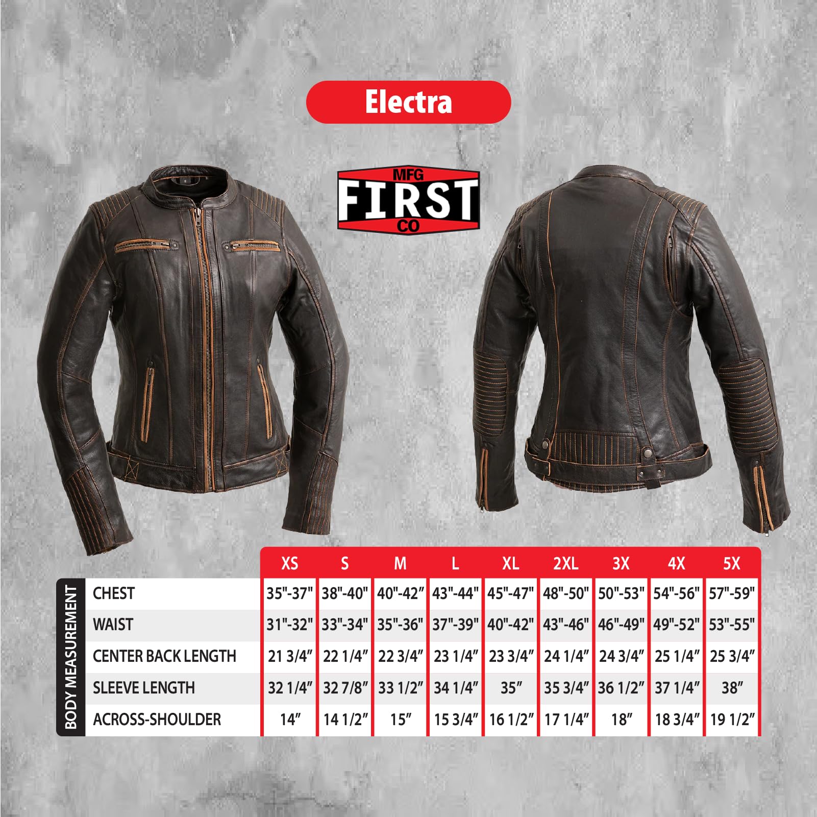 First Mfg Co Electra Women's Motorcycle Jacket - Black Genuine Leather Biker Jacket for Women - Perfect for Riding, Motorcycle Events & Casual Streetwear