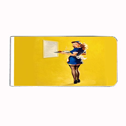 Vintage Retro Sexy Bridesmaid Party Money Clip - Pin Up Girl Rectangle Design for Women's Accessories, Gift for Bachelorette, Wedding, Birthday - Perfect for Night Out, Girls Party, Themed Events