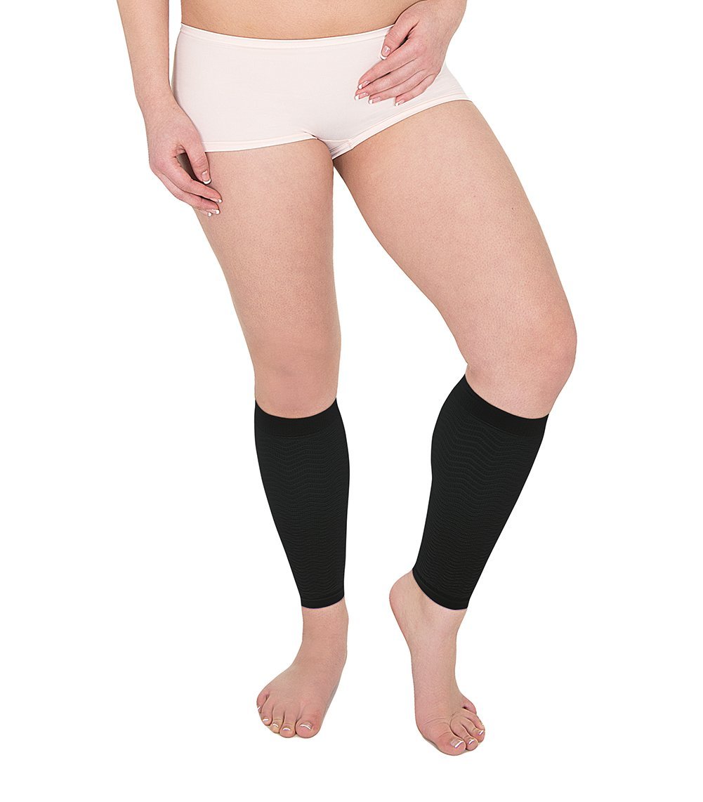 Solidea 0316A5-S-NE Micro Massage Leg Warmer for Women - Small, Black - Perfect for Circulation, Post-Workout Recovery & Winter Warmth