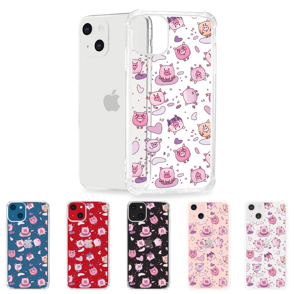 Cute Pig iPhone 12 Pro Max Case - Girly Transparent TPU Full Body Protective Cover for Women & Girls | Perfect for Everyday Use, School, Work & Travel