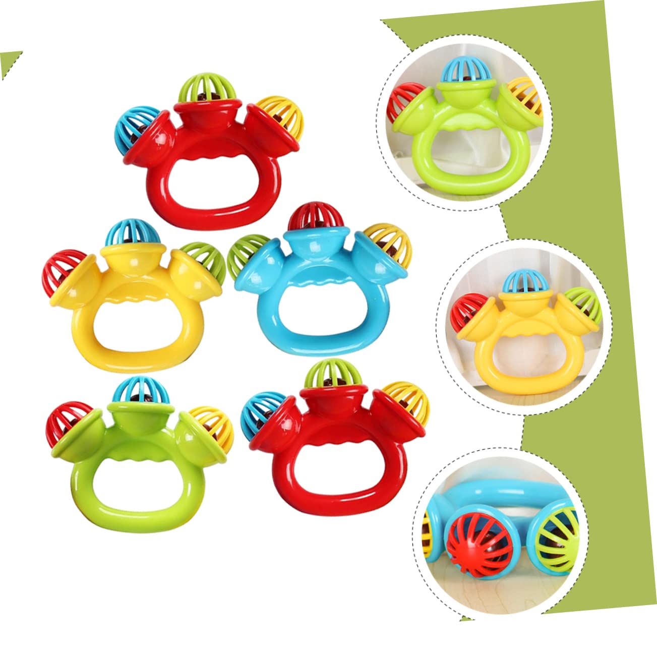 UPKOCH 5-Piece Hand Bell Dog Toys - Puppy Teething Chew Toys with Soothing Bells, Durable Plastic Pet Training & Interactive Play for Small to Medium Dogs - Perfect for Puppy Training, Anxiety Relief & Playtime Fun