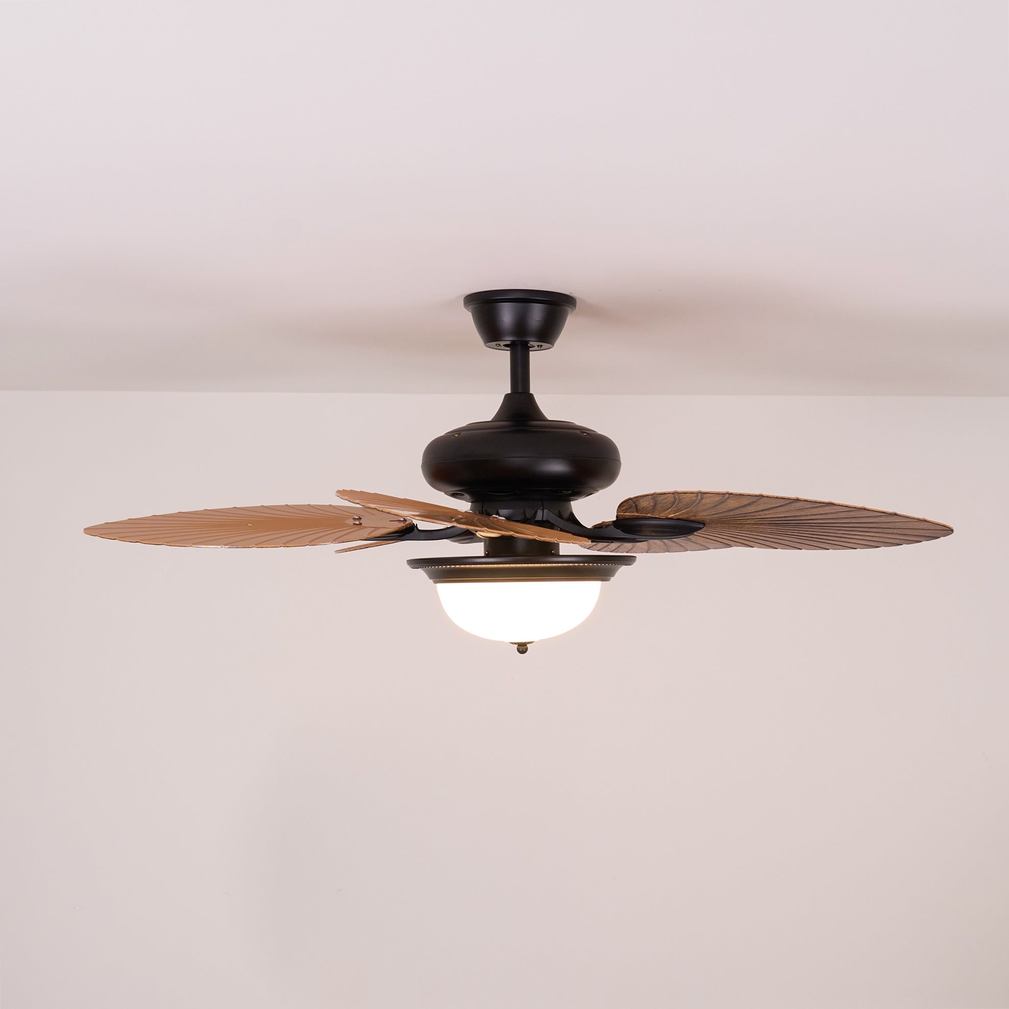Natural Banana Leaf Ceiling Fan with Light - Tropical Decor for Indoor & Outdoor Living Spaces, Bedrooms, and Patios