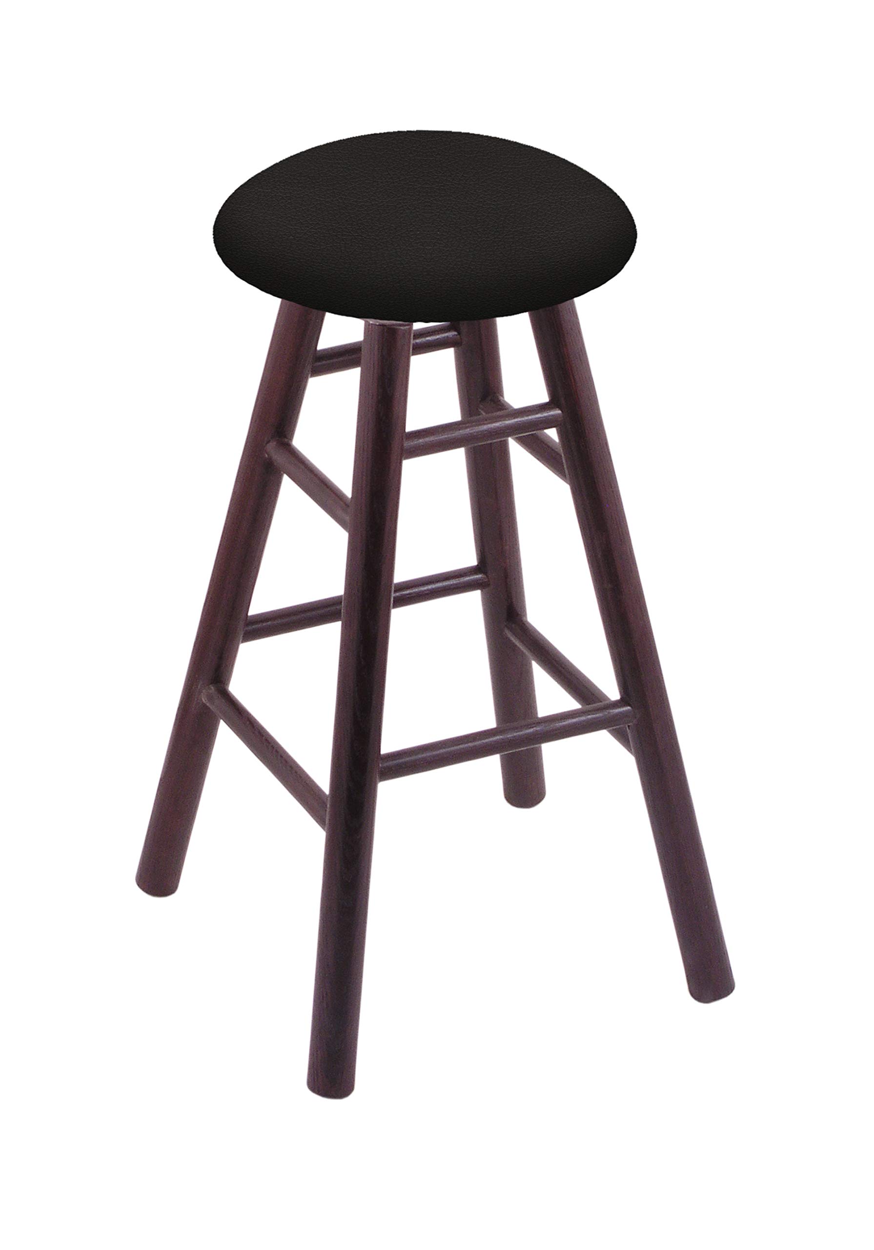Dark Cherry Oak Bar Stool with Canter Espresso Seat - Rustic Wooden Counter Height Stool for Kitchen Island, Breakfast Nook & Home Bar Decor