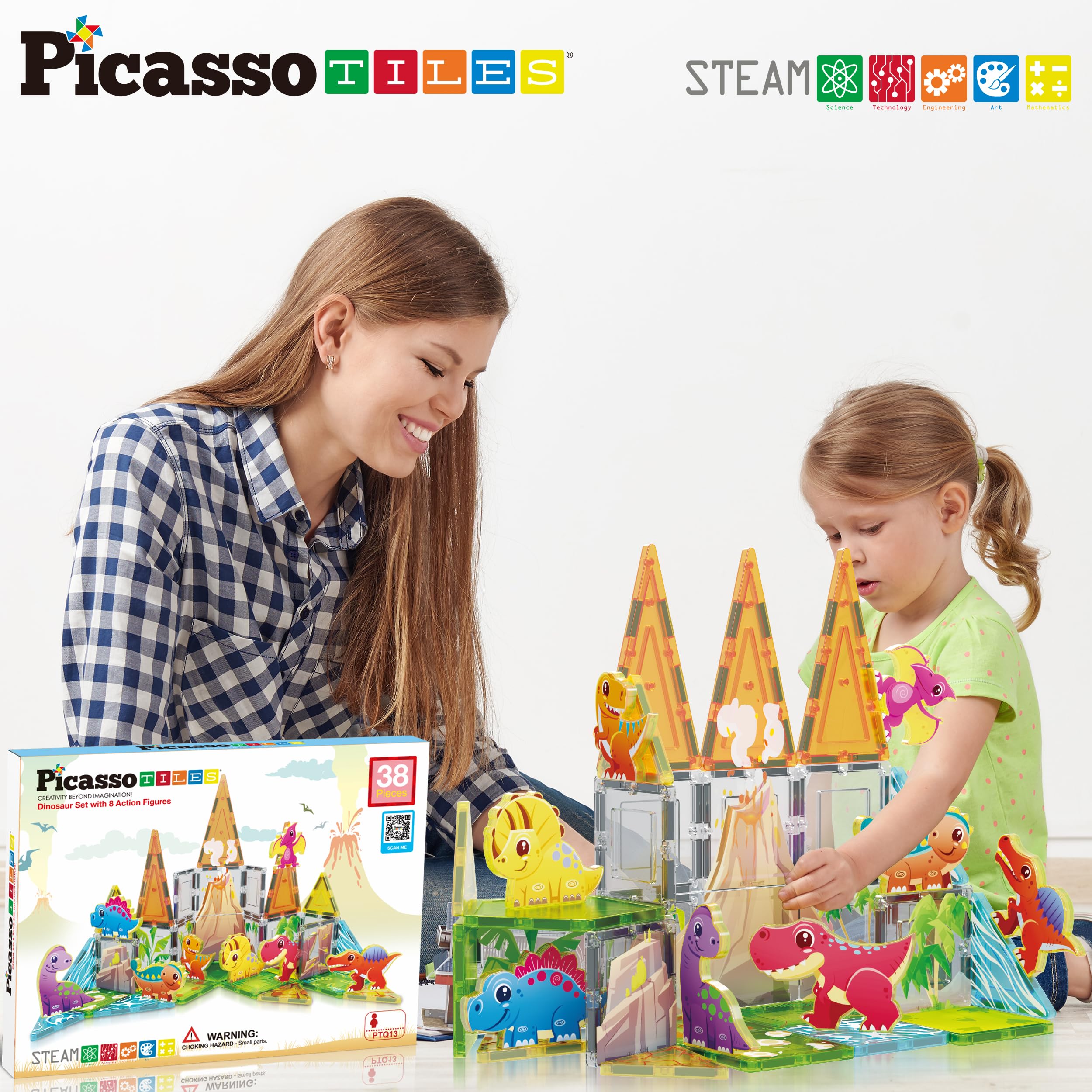 PicassoTiles Magnetic Blocks Dinosaur Set - STEM Toys for Toddlers 3+ | Play & Learn