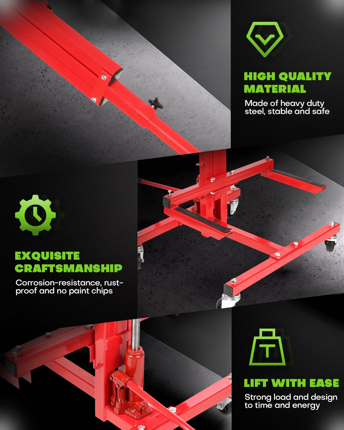 SCITOO Autobody Mobile Rolling Door Bumper Jack Stand Dolly - Heavy Duty Car Repair Tool for Mechanics & DIY Enthusiasts - Perfect for Garage, Auto Shop & Home Vehicle Maintenance