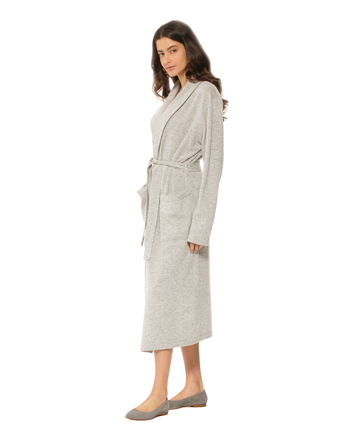 Luxury Women's Pure Cashmere Knit Robe - Soft Pastel Blue Winter Loungewear for Spa, Home & Gift Giving