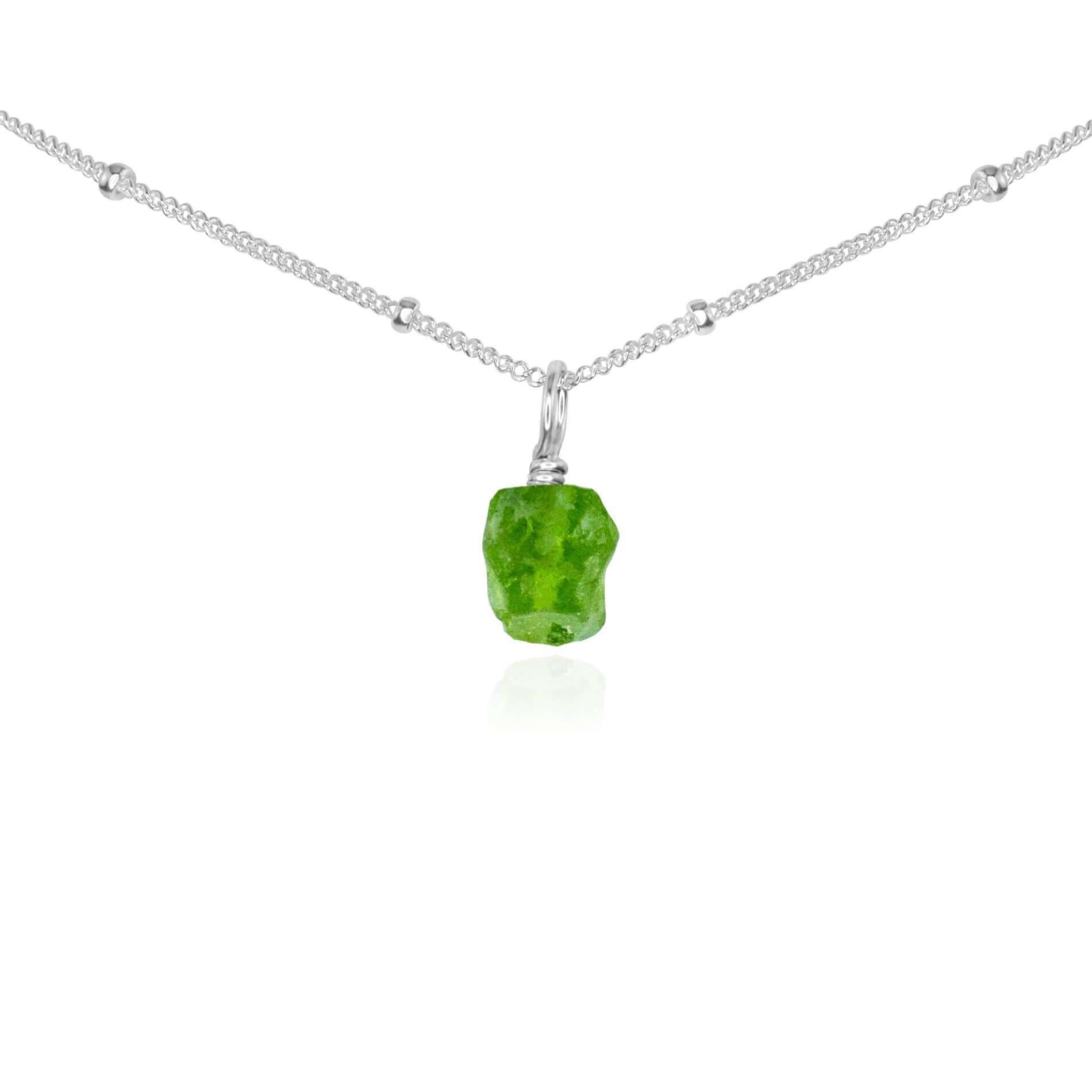 Tiny Rough Peridot Gemstone Pendant Choker Necklace - Natural Olive Green Stone Jewelry for Women, Boho Chic Layering Piece | Perfect for Everyday Wear, Gift Giving & Spiritual Healing