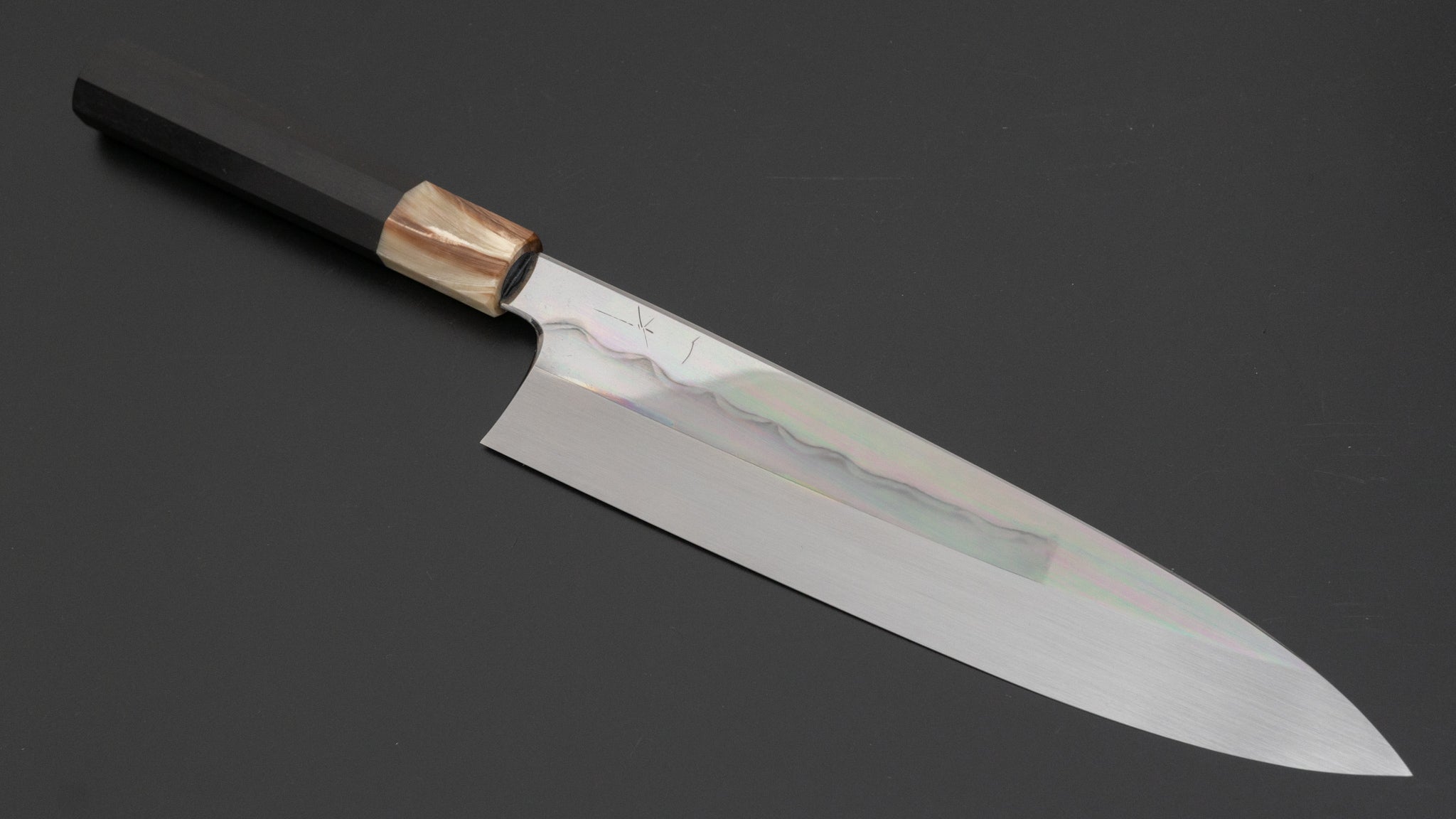 Hitohira Togashi White #1 Notaremon Mizu Honyaki Gyuto 240mm Japanese Chef Knife - Taihei Ebony Handle with Saya (#093) - Perfect for Sushi, Sashimi & Precision Cutting