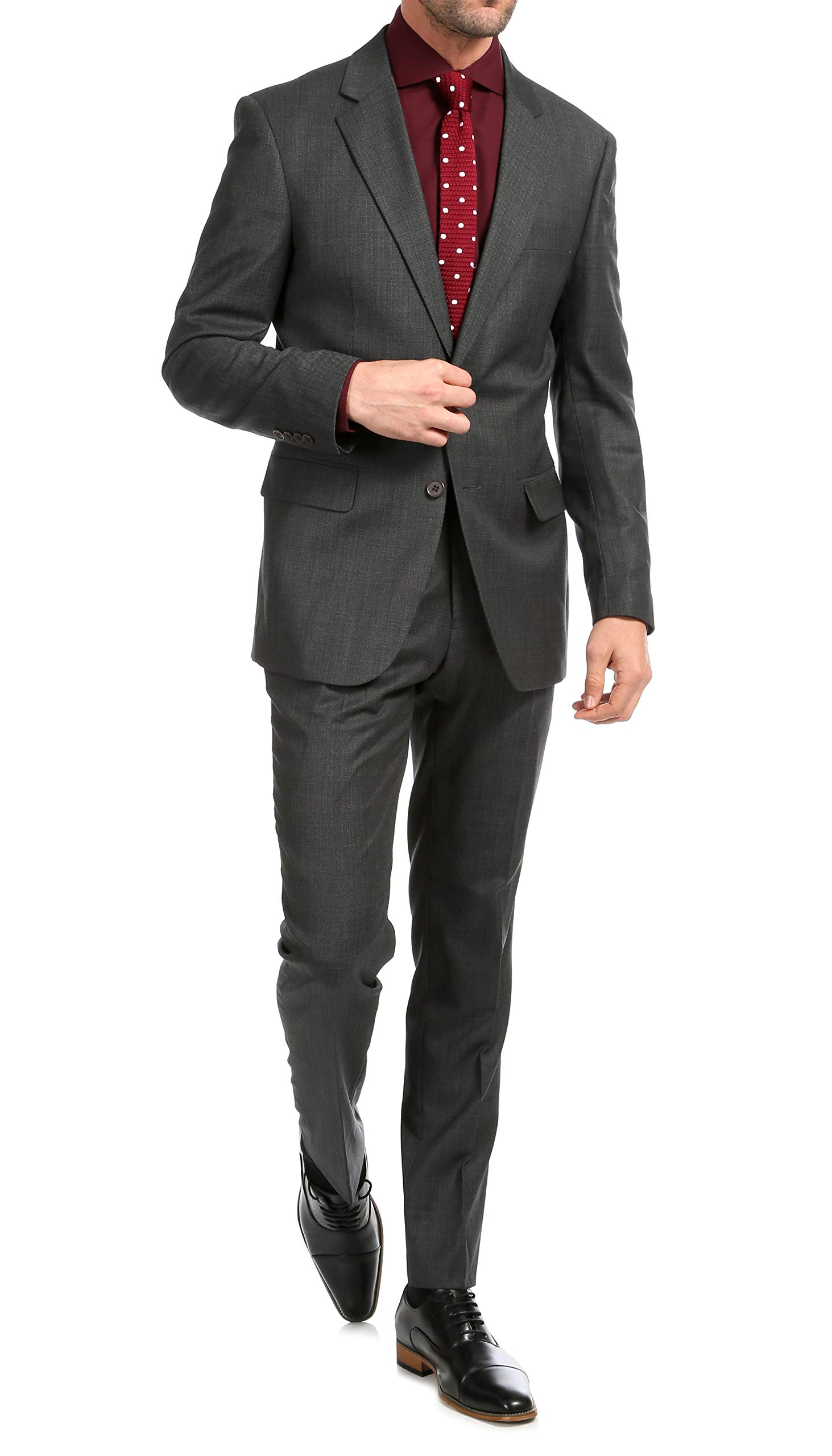 Men's Slim Fit Notch Lapel 2-Piece Suit with Flat-Front Dress Pants | Formal Business Attire for Weddings, Interviews & Office Wear