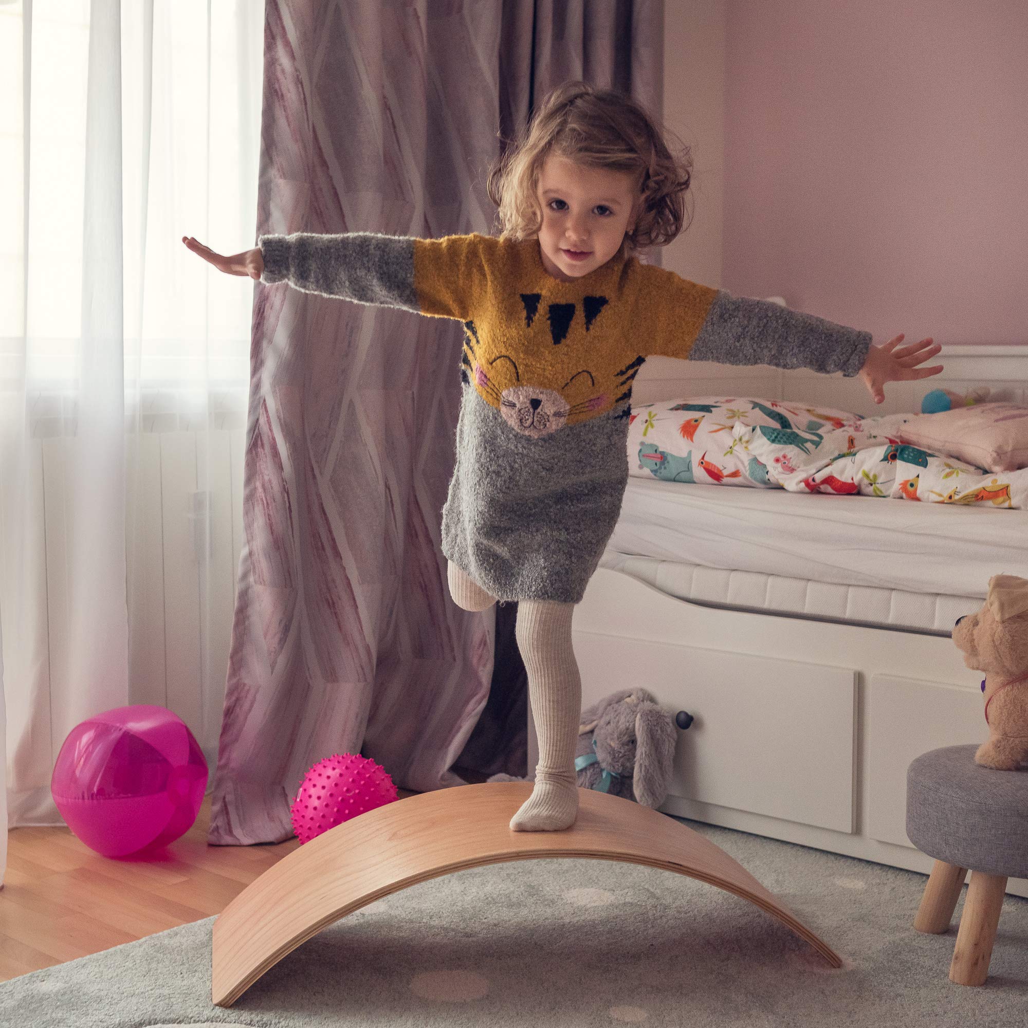 **Nutty Toys Montessori Wooden Wobble Board for Kids & Adults - 100% Natural Wood Balance Board, Toddler Balancing Toy for Boys & Girls - Open-Ended Play Toy, Best Christmas Stocking Stuffer Gift Idea 2024 - Perfect for Indoor Play, Yoga, and Sensory Development**