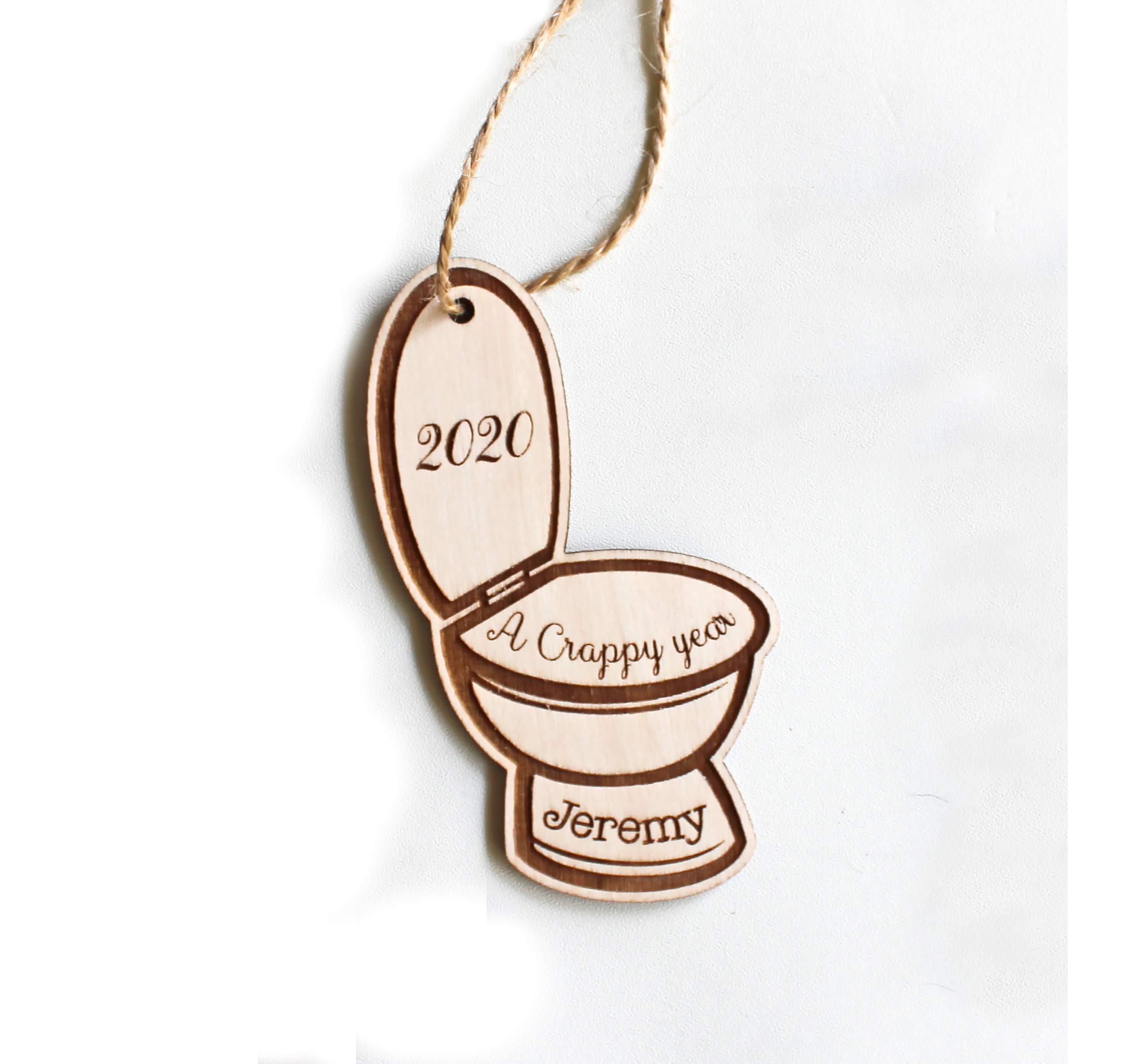 Personalized 2020 A Crappy Year Christmas Ornament - Laser Cut Wood Engraved Toilet Decor for Holiday Tree & Funny Gift