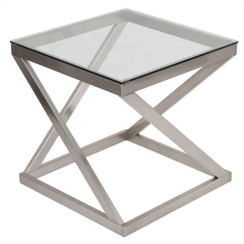 Coylin Modern End Table T136-02 - Small Nightstand with Storage Shelf for Living Room, Bedroom, or Office - Compact Side Table with Sturdy Metal Frame and Wooden Top