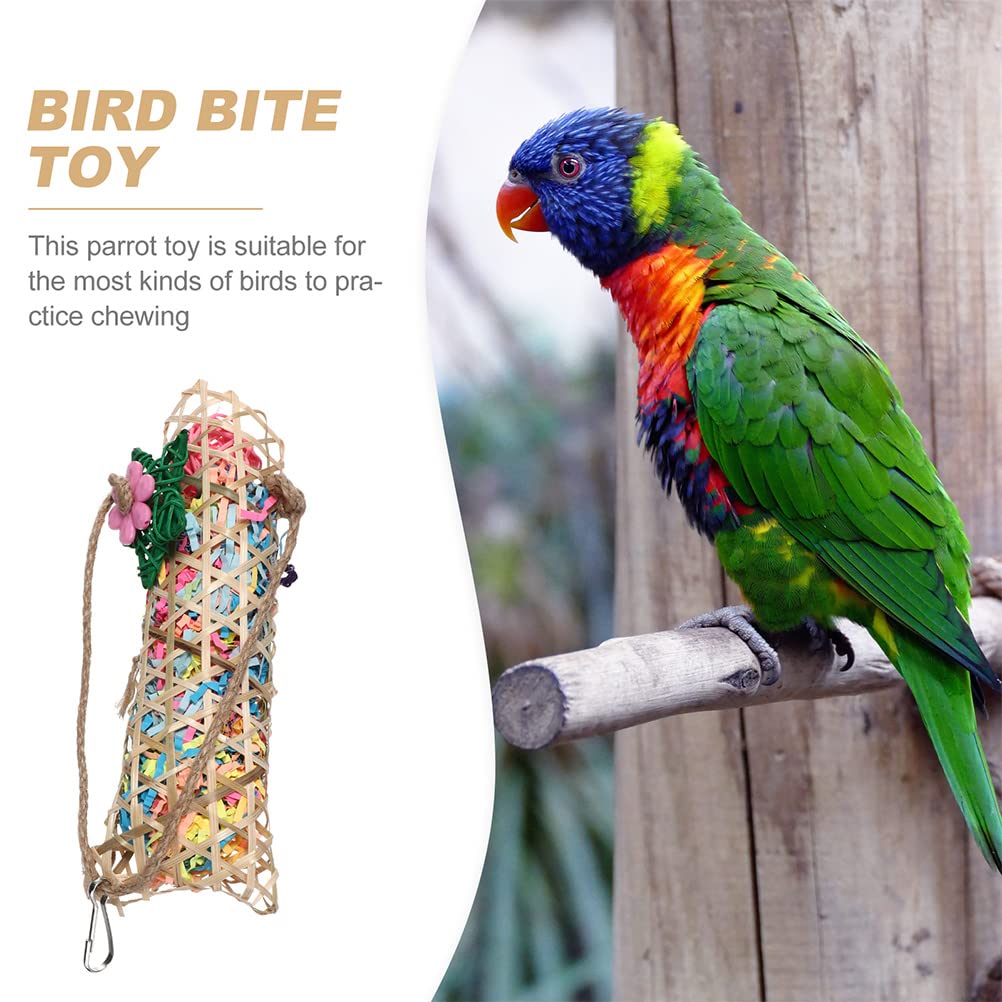 2pcs Chew Toys for Parrots - Biting & Chewing Plaything with Creative Woven Straw Balls - Hanging Bird Perch Toy for Enrichment & Play - Perfect for Cages, Play Gyms, and Training Activities