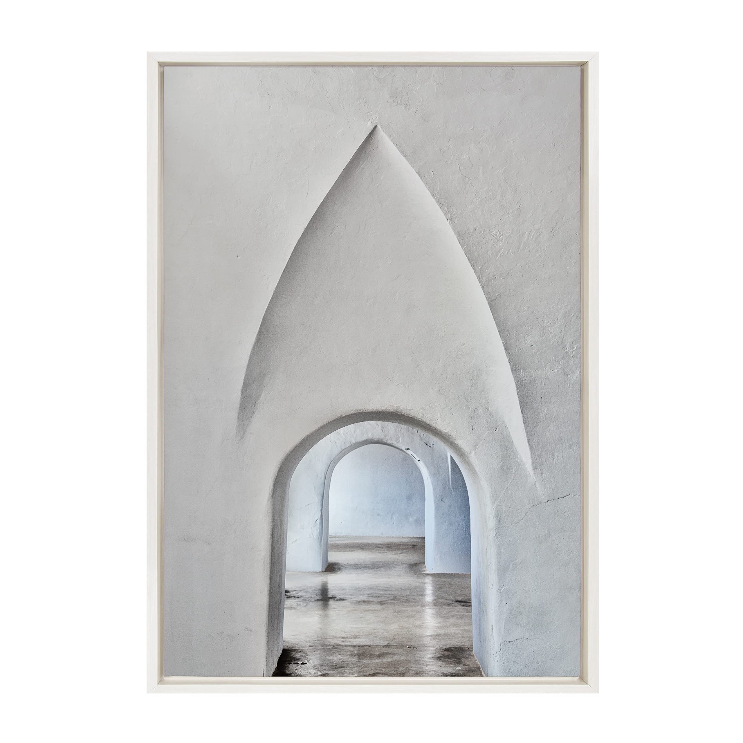 Kate & Laurel Sylvie Through Old San Juan Framed Canvas Wall Art - 23x33 Inch White Neutral Travel-Themed Home Decor | Perfect for Living Room, Bedroom & Office Wall Decor