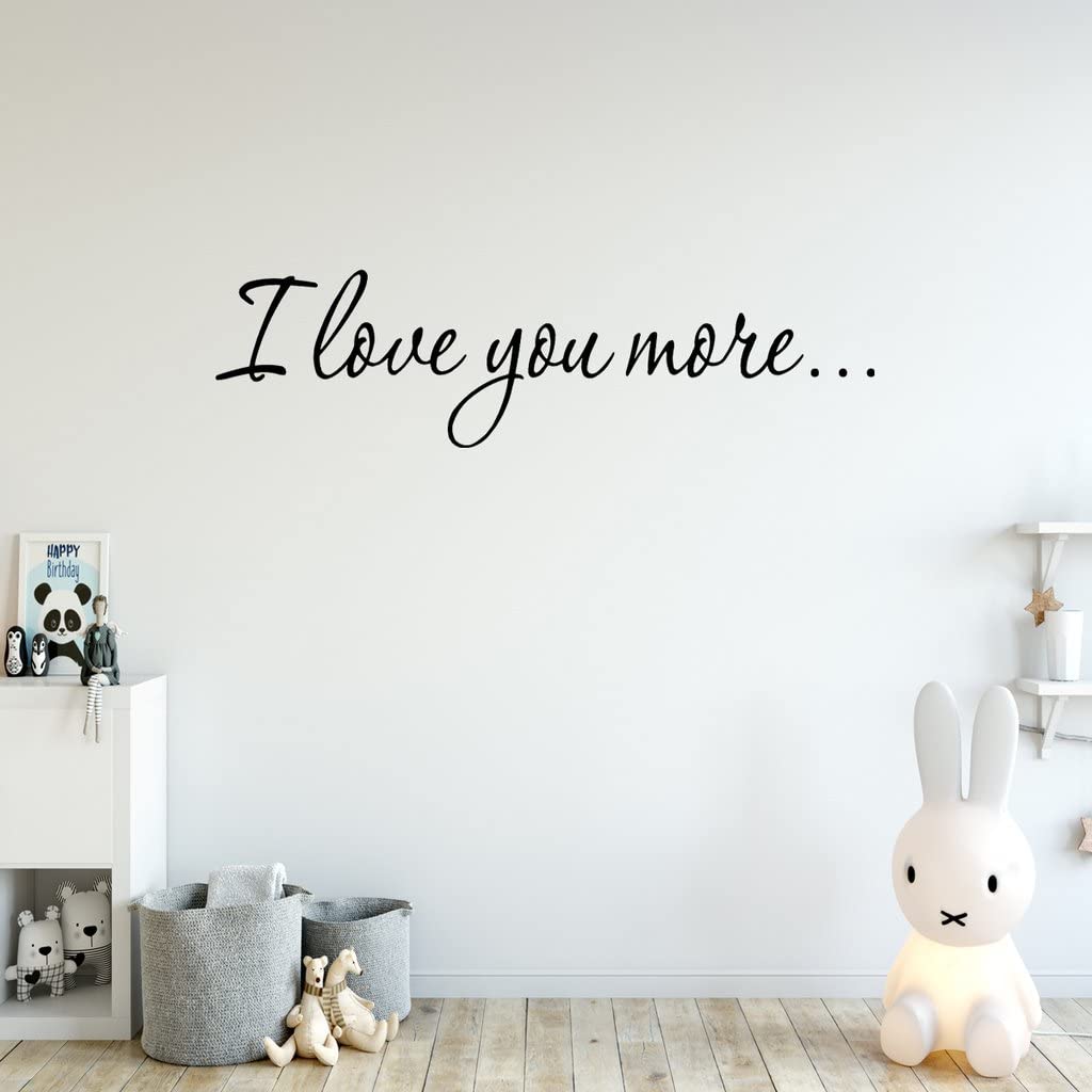 VWAQ 'I Love You More' Decal - Romantic Wall Quote Sticker, Love Wall Art Decor for Bedroom, Nursery & Living Room - Perfect for Couples, Weddings & Home Decor